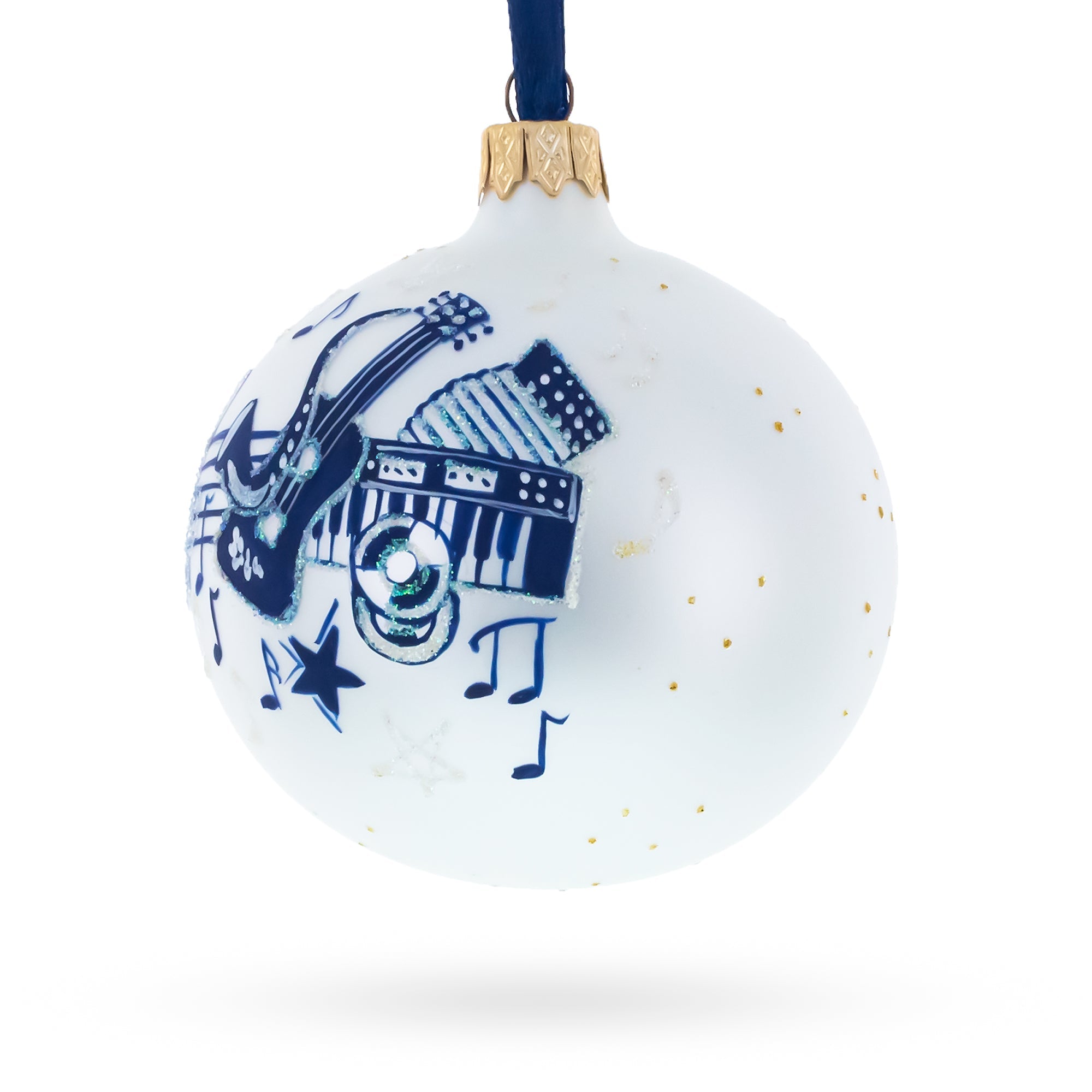 Saxophone, Guitar, Piano Glass Ball Christmas Music Ornament 4 Inches BestPysanky
