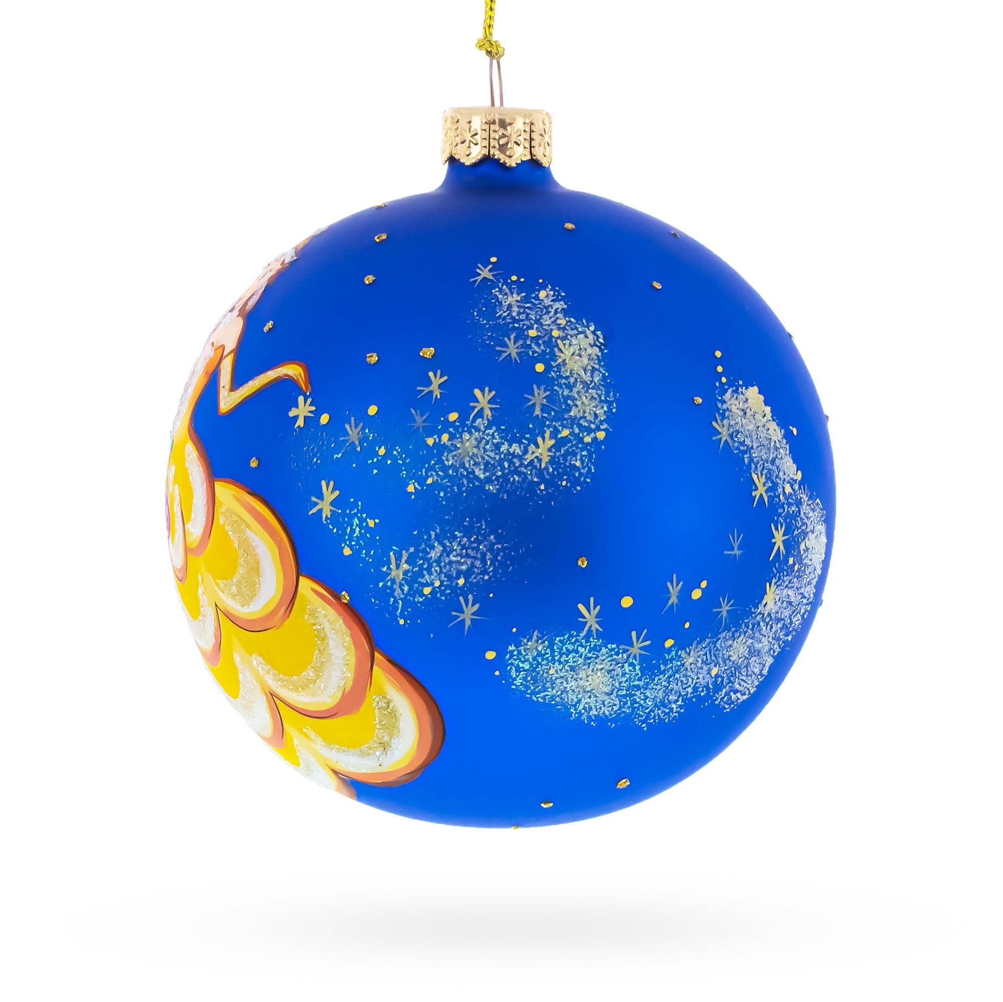 Princess Adorned with a Floral Crown on Luxurious Glass Ball Christmas Ornament 4 Inches