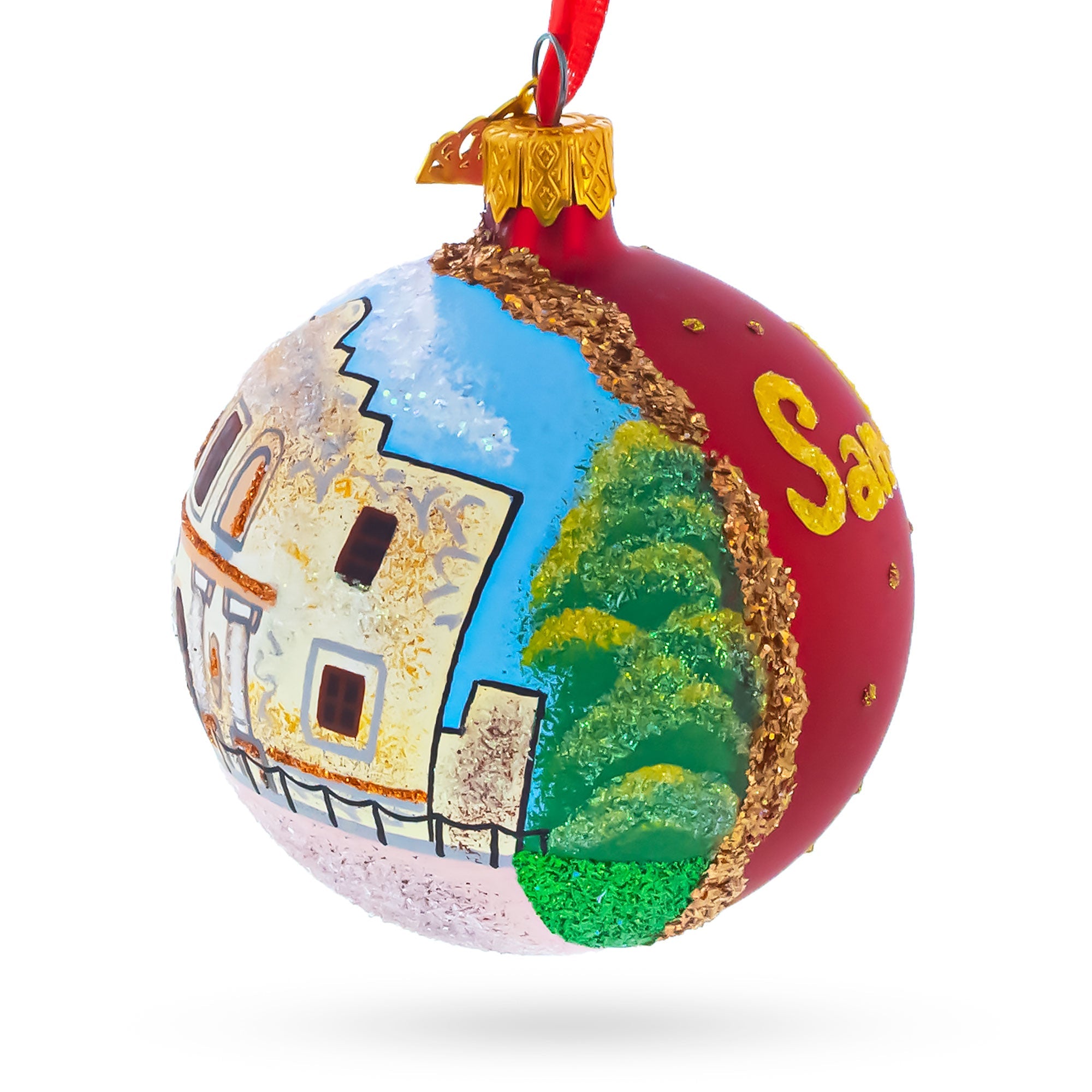 The Alamo, San Antonio, Texas Glass Ball Christmas Ornament 3.25 Inches