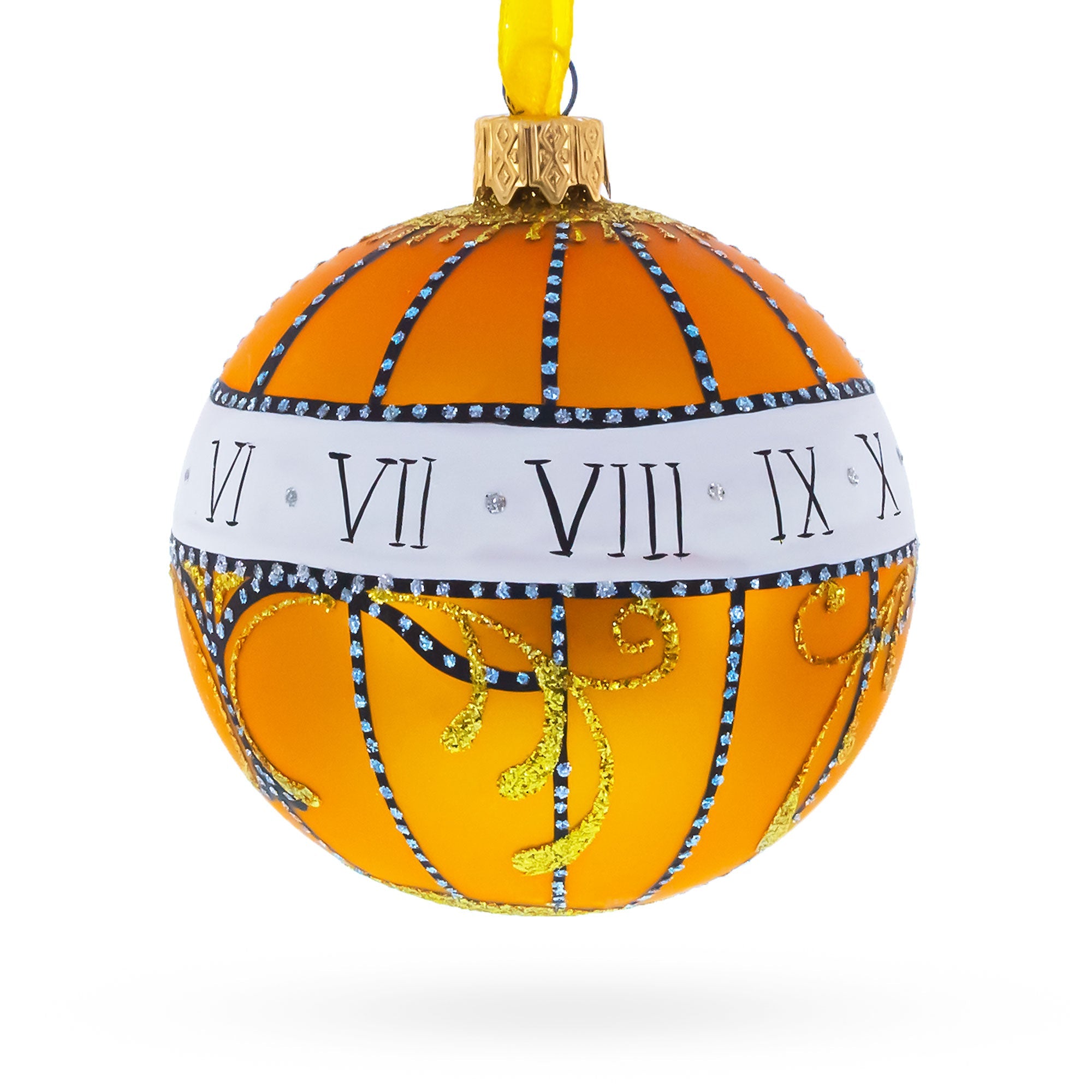 1899 Madonna Lily Clock Royal Glass Ball Christmas Ornament, 3.25 Inches