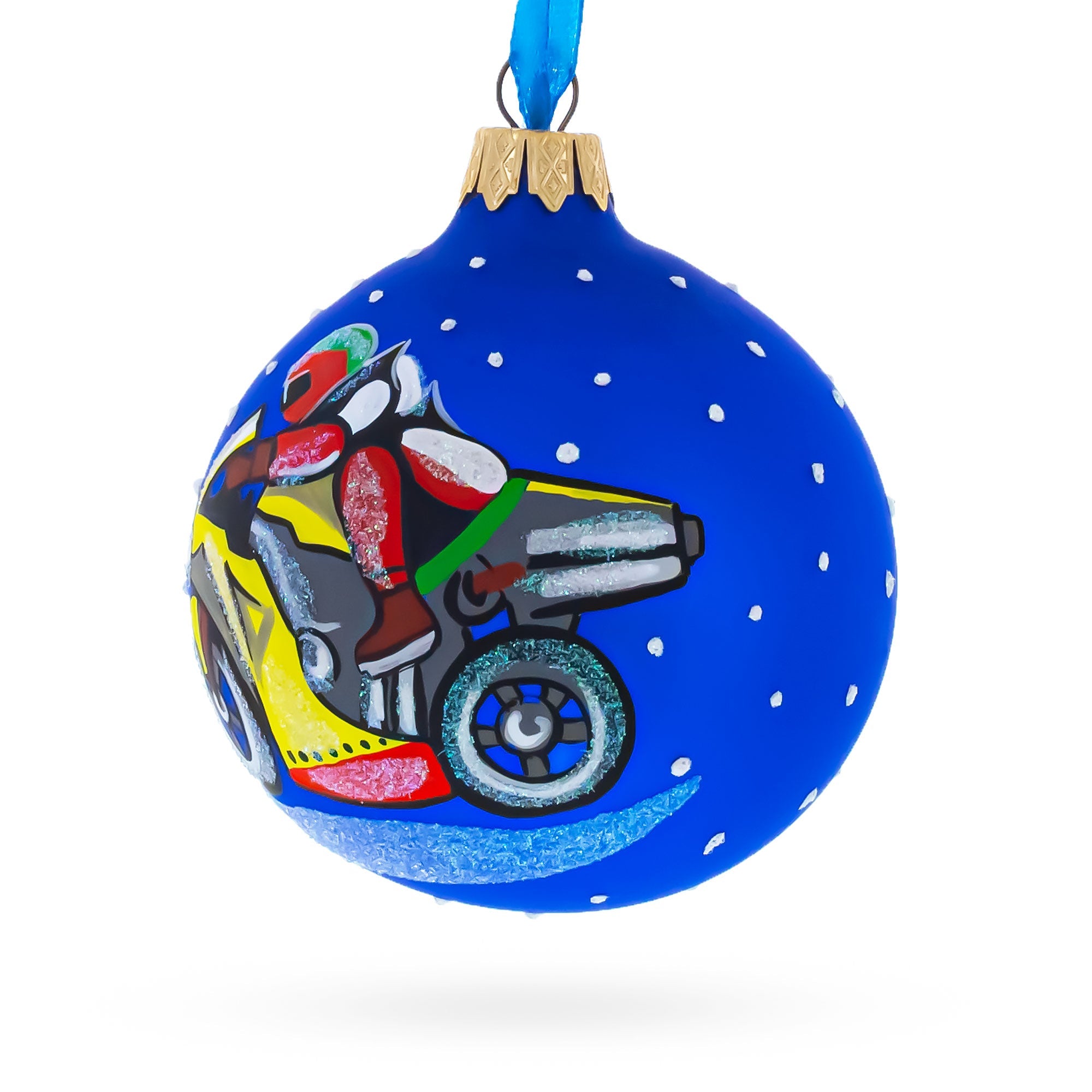 Motorcycle Glass Ball Christmas Ornament 3.25 Inches