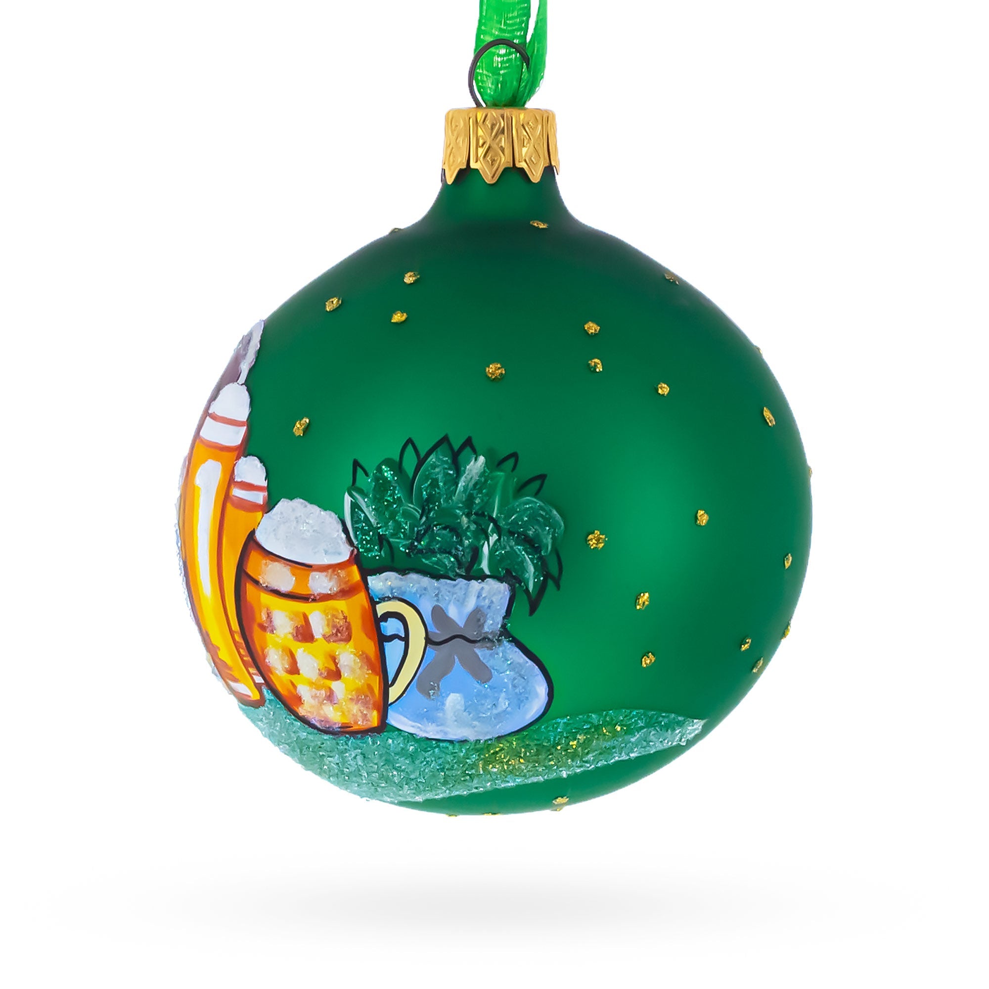 Beer Barrel Glass Ball Christmas Ornament 3.25 Inches