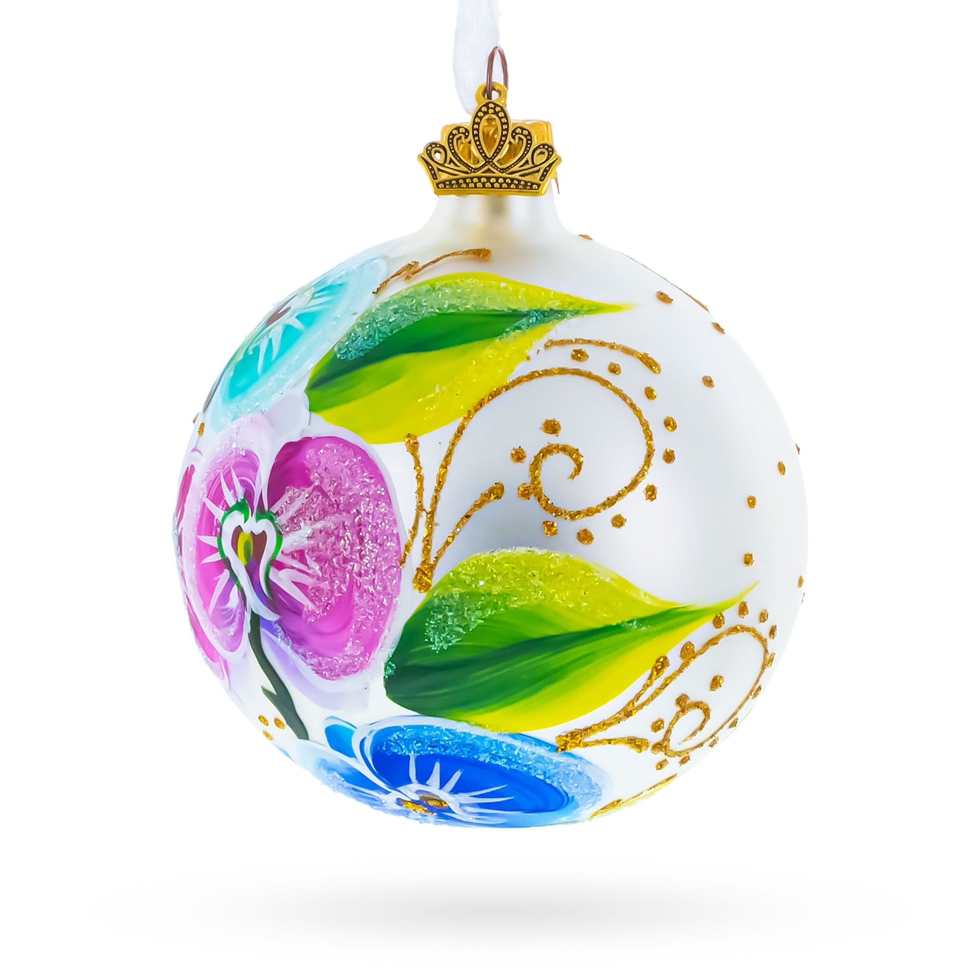 Orchid Medley Glass Ball Christmas Ornament 3.25 Inches BestPysanky