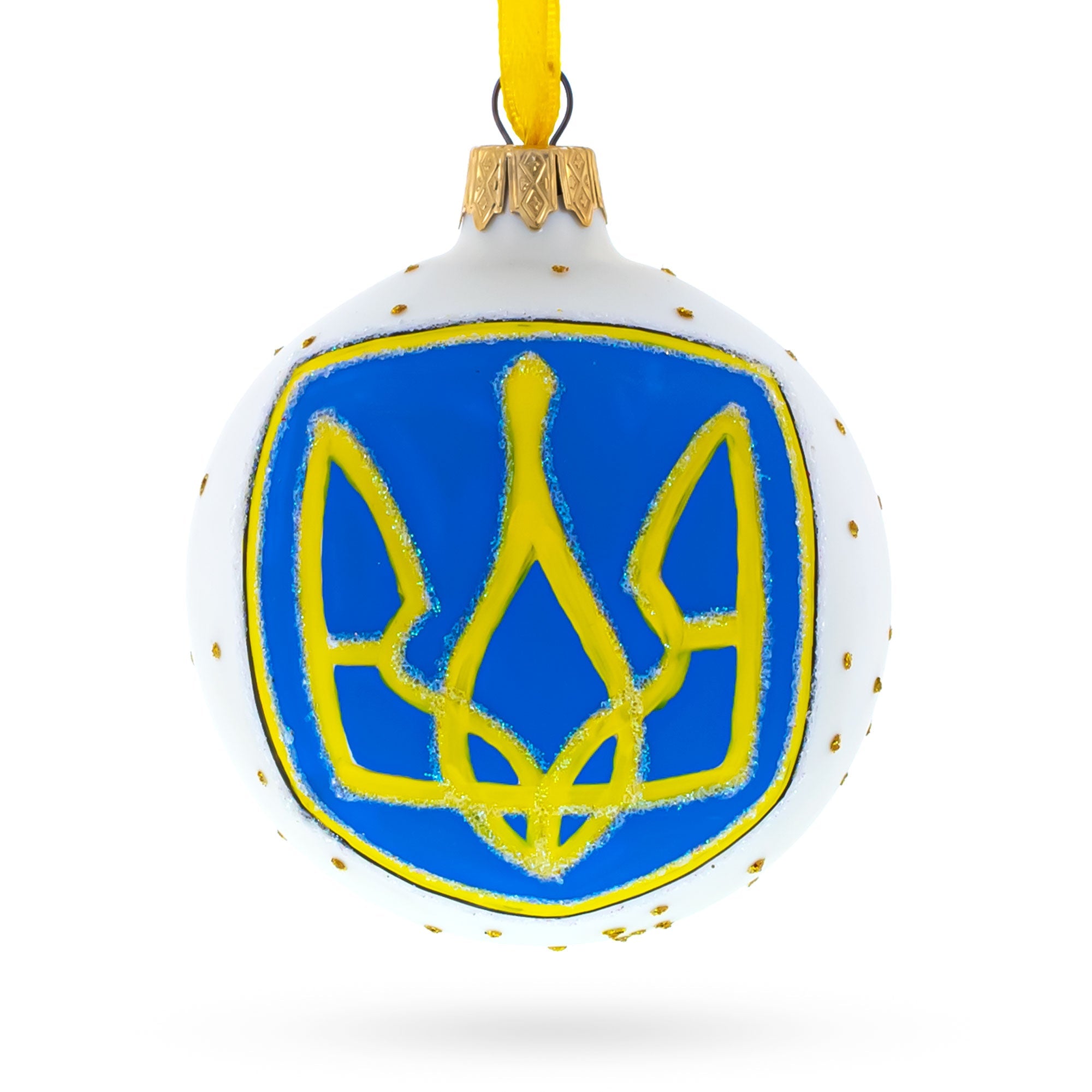 Ukrainian Coat of Arms Glass Ball Christmas Ornament 3.25 Inches