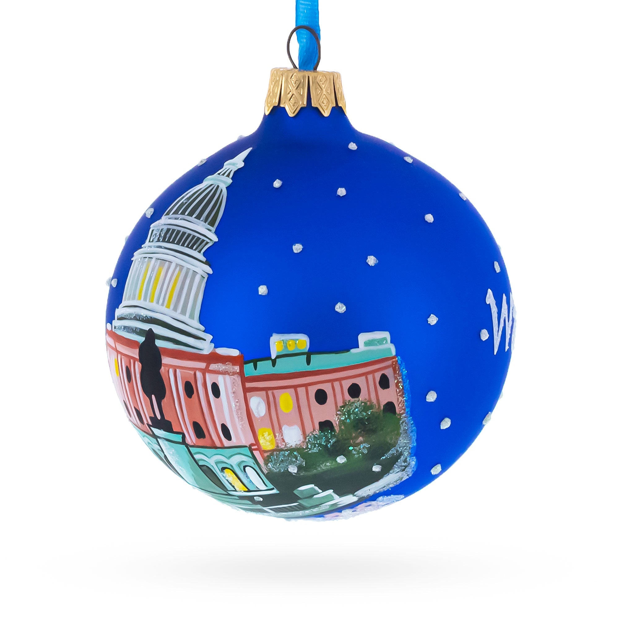United States Capitol, Washington, DC Glass Ball Christmas Ornament 3.25 Inches