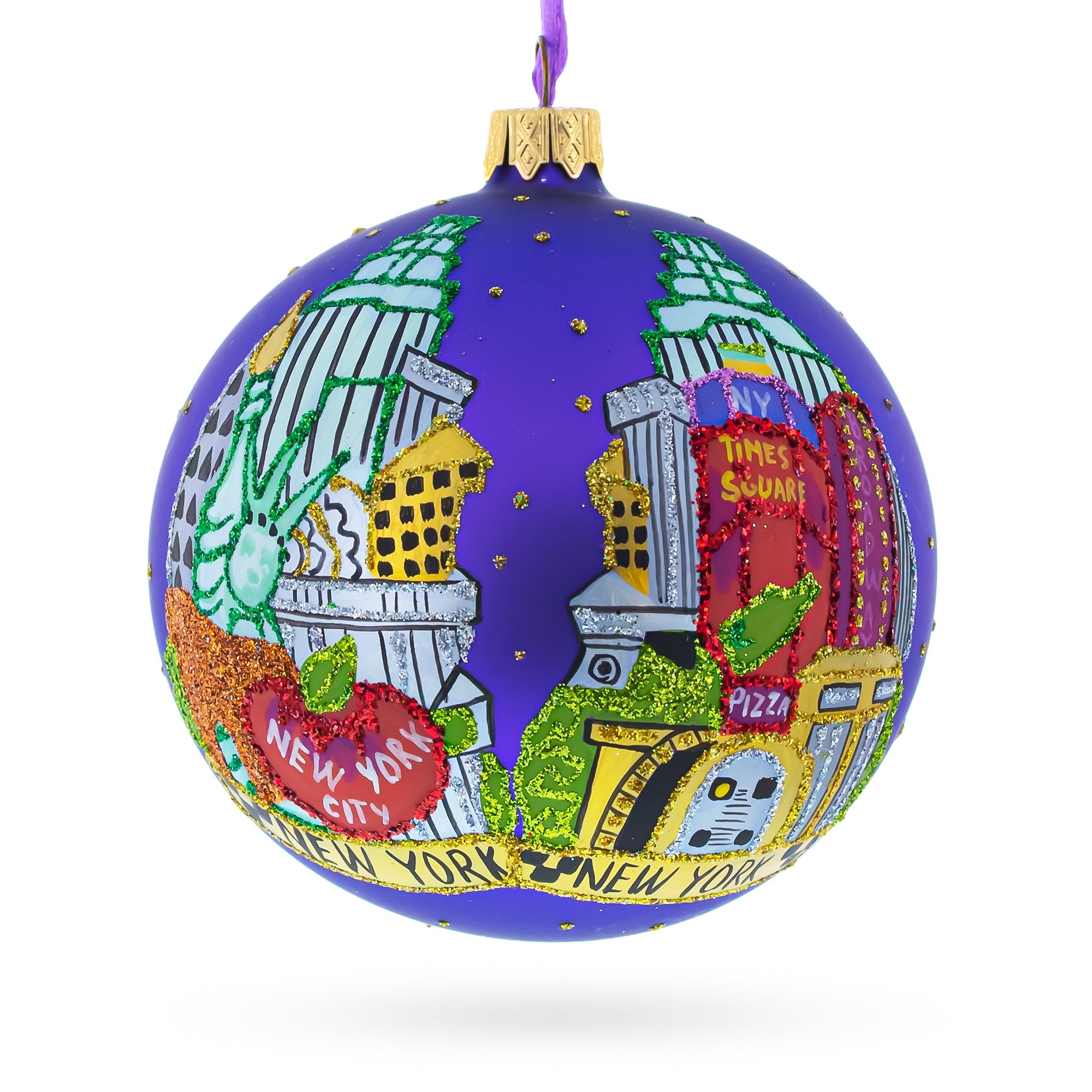 Best of New York City Glass Ball Christmas Ornament 4 Inches