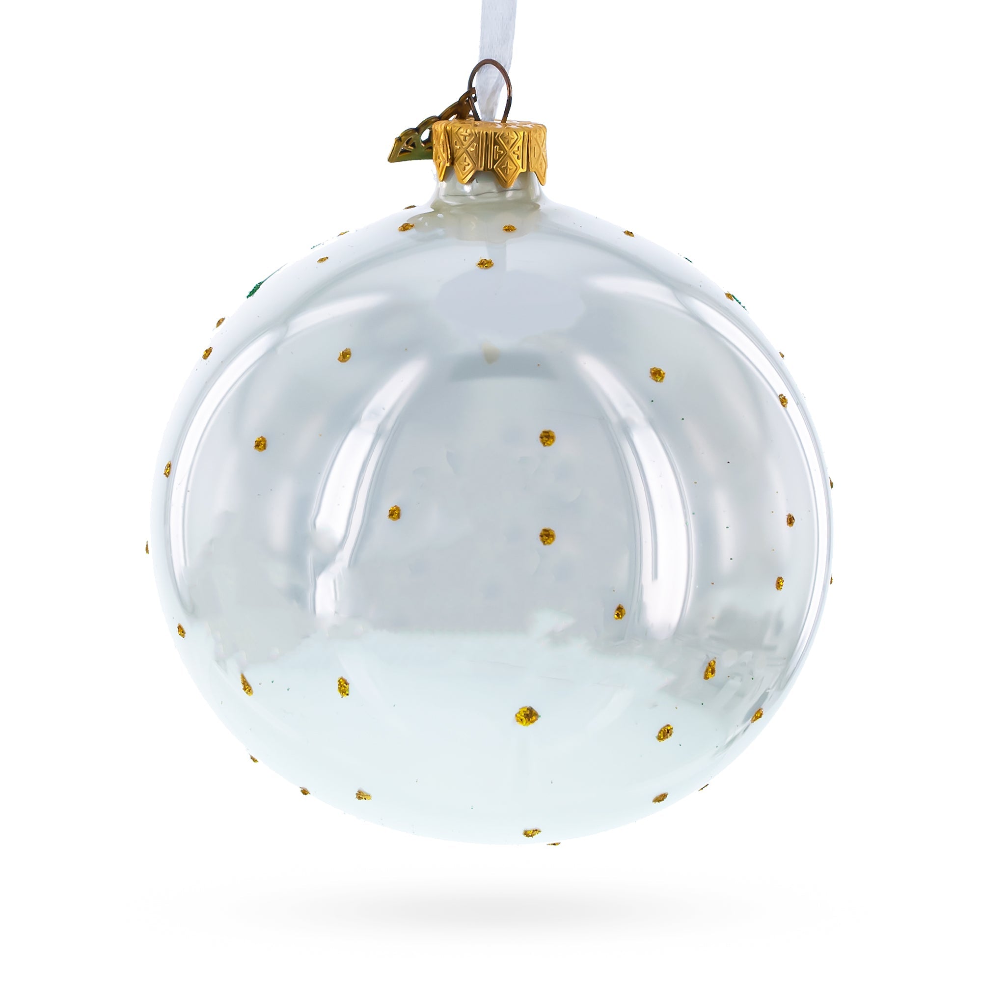 Panda Bears on Tree Branch Glass Ball Christmas Ornament 4 Inches