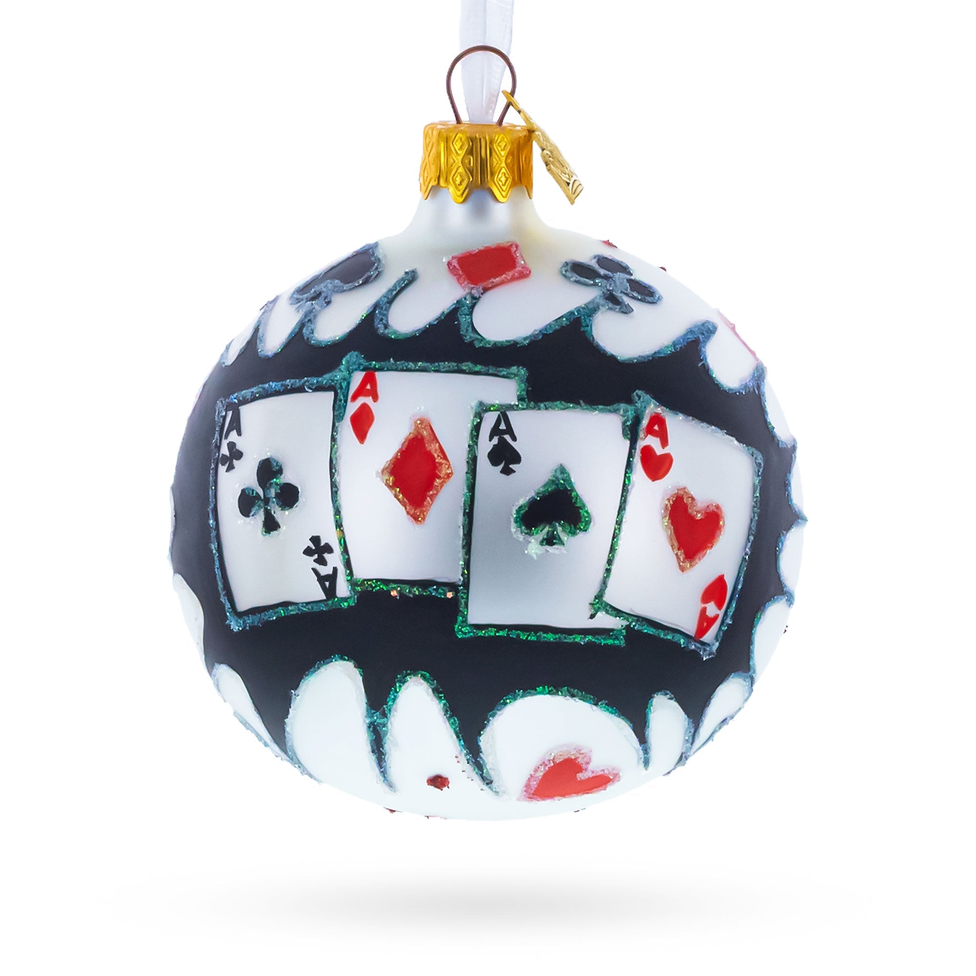Playing Cards Deck Glass Christmas Ornament 3.25 Inches BestPysanky