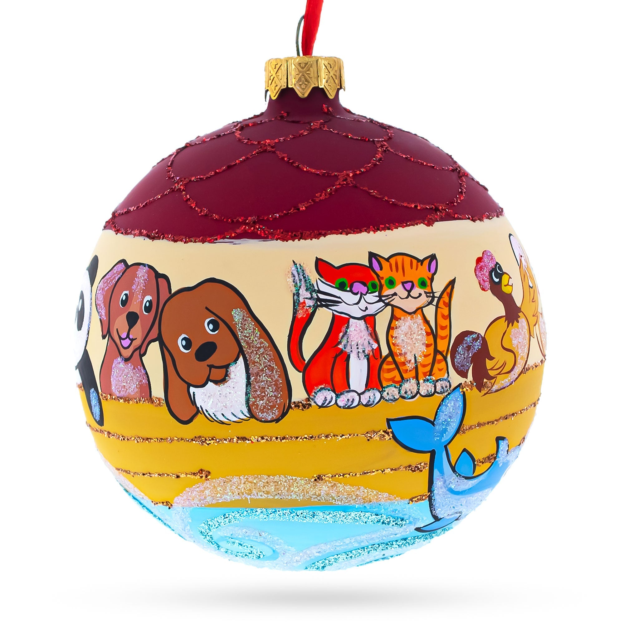 The Noah's Ark Glass Ball Christmas Ornament 4 Inches BestPysanky