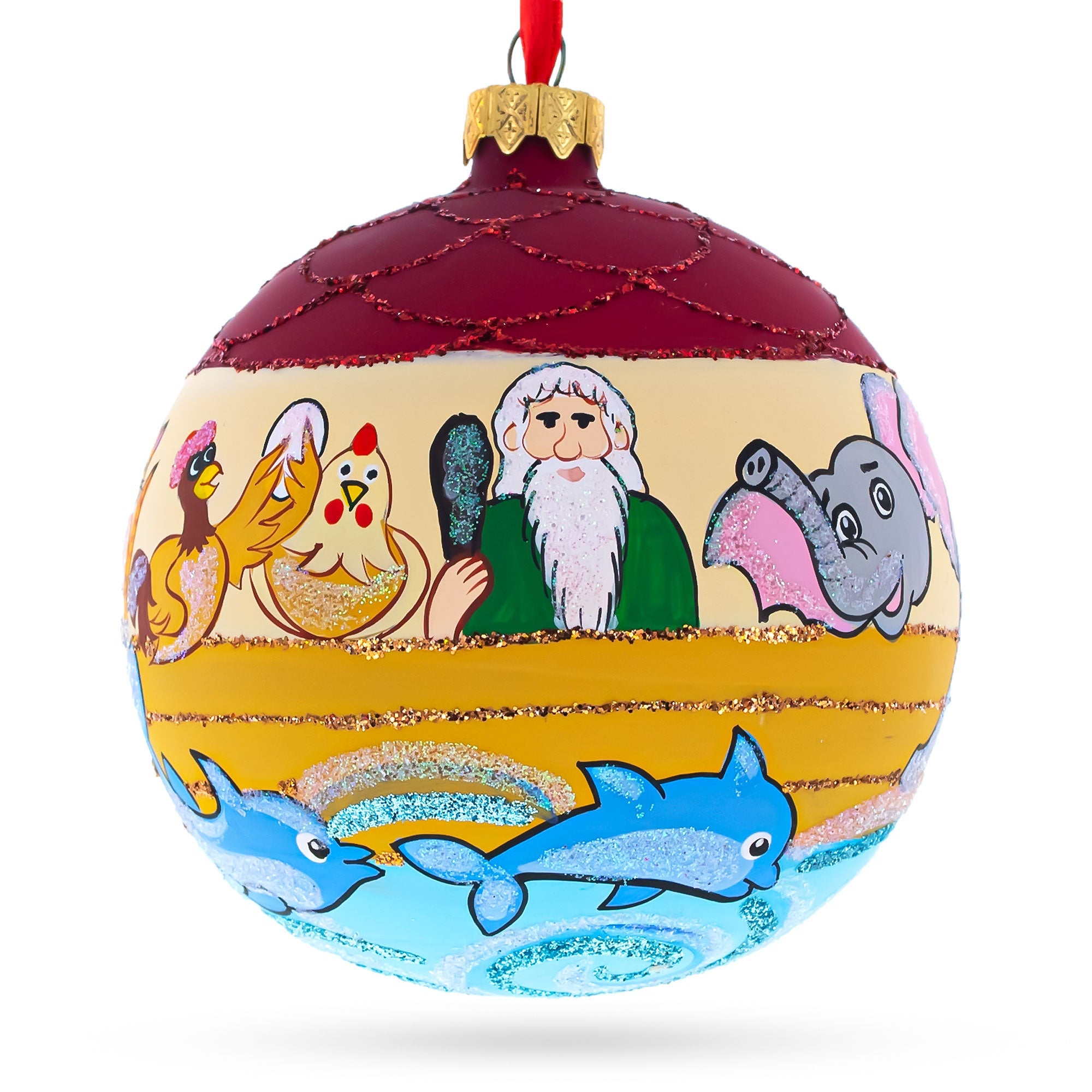 The Noah's Ark Glass Ball Christmas Ornament 4 Inches BestPysanky