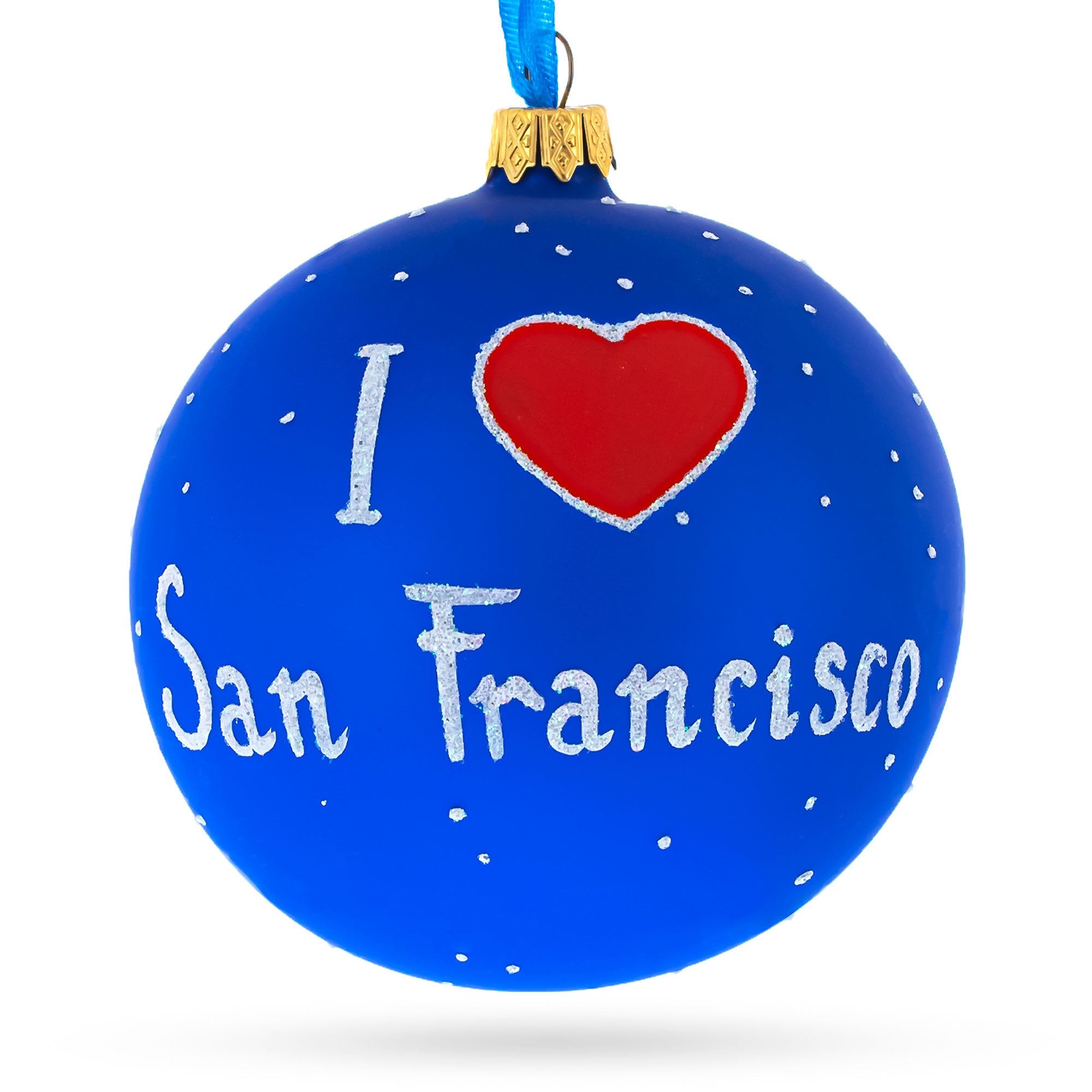 I Love San Francisco, California, USA Glass Ball Christmas Ornament 4 Inches
