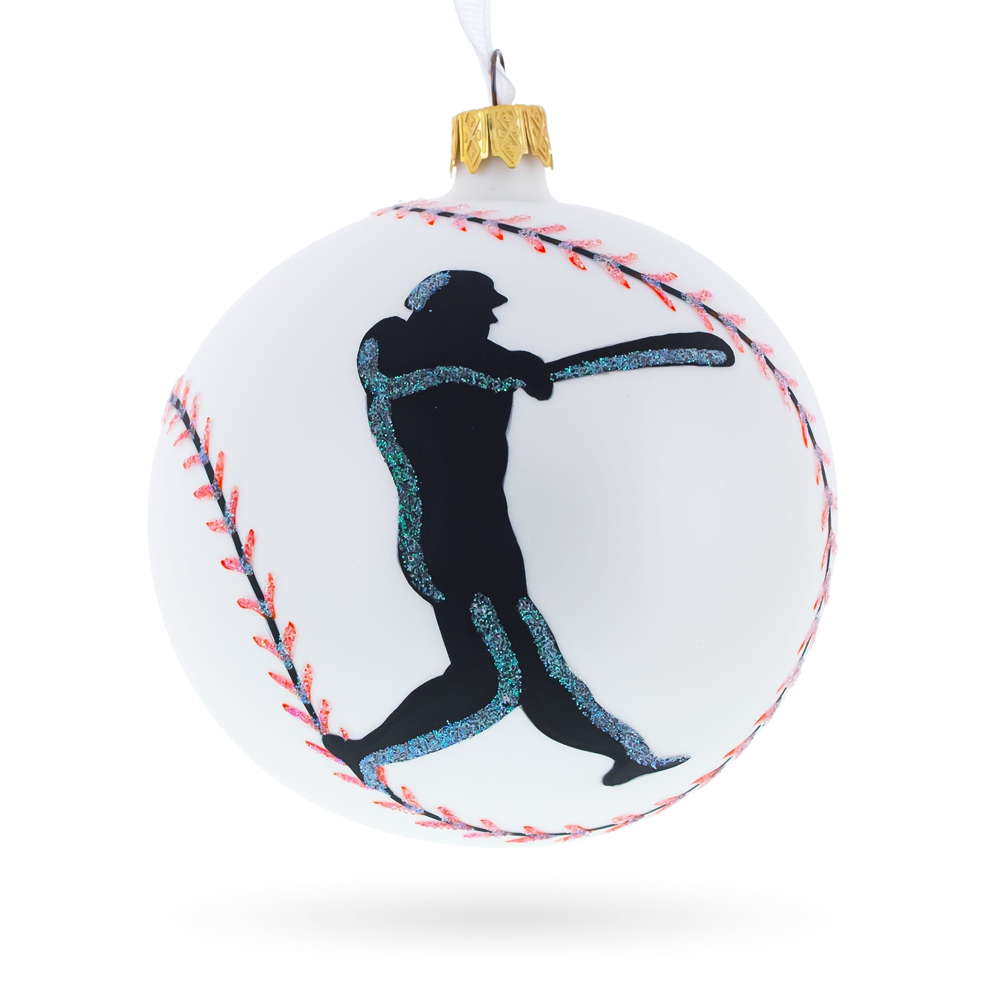 I Love Baseball Glass Ball Christmas Ornament 4 Inches