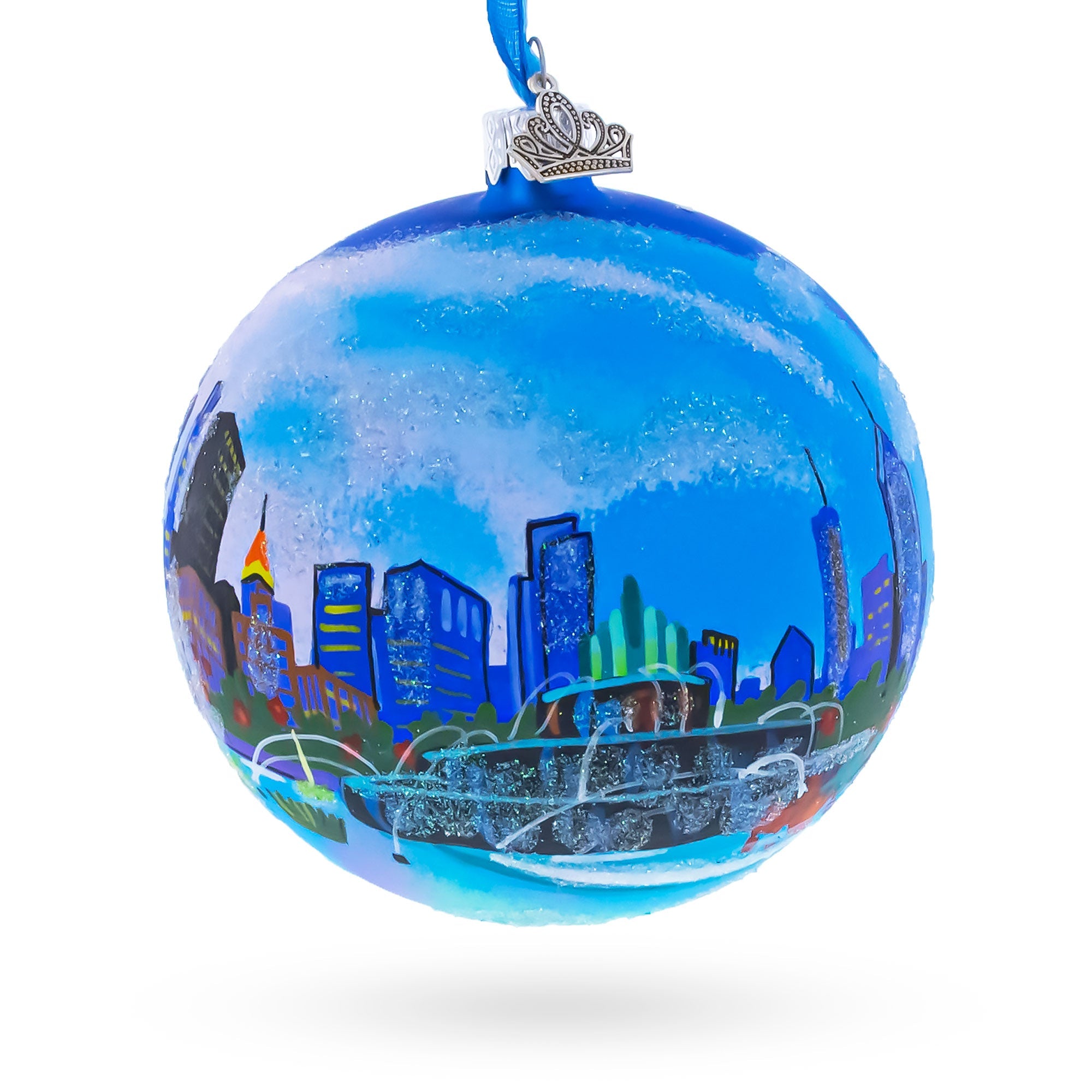 Buckingham Fountain, Chicago, Illinois, USA Glass Ball Christmas Ornament 4 Inches