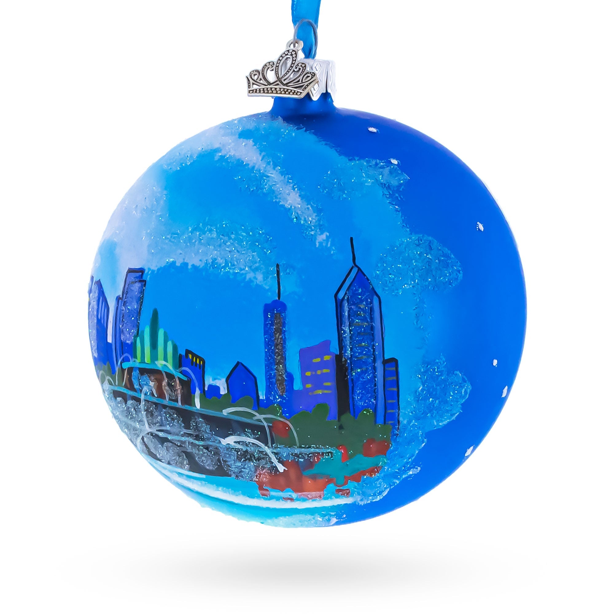 Buckingham Fountain, Chicago, Illinois, USA Glass Ball Christmas Ornament 4 Inches