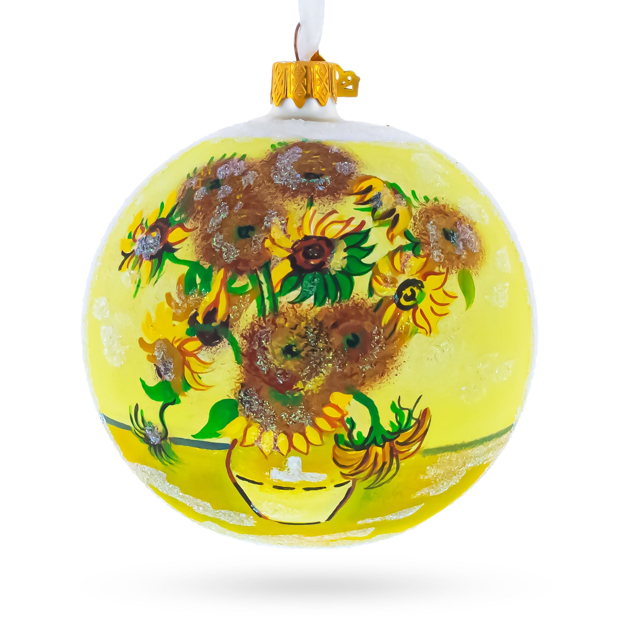 1887 'Sunflowers' by Vincent Van Gogh Glass Ball Christmas Ornament 4 Inches