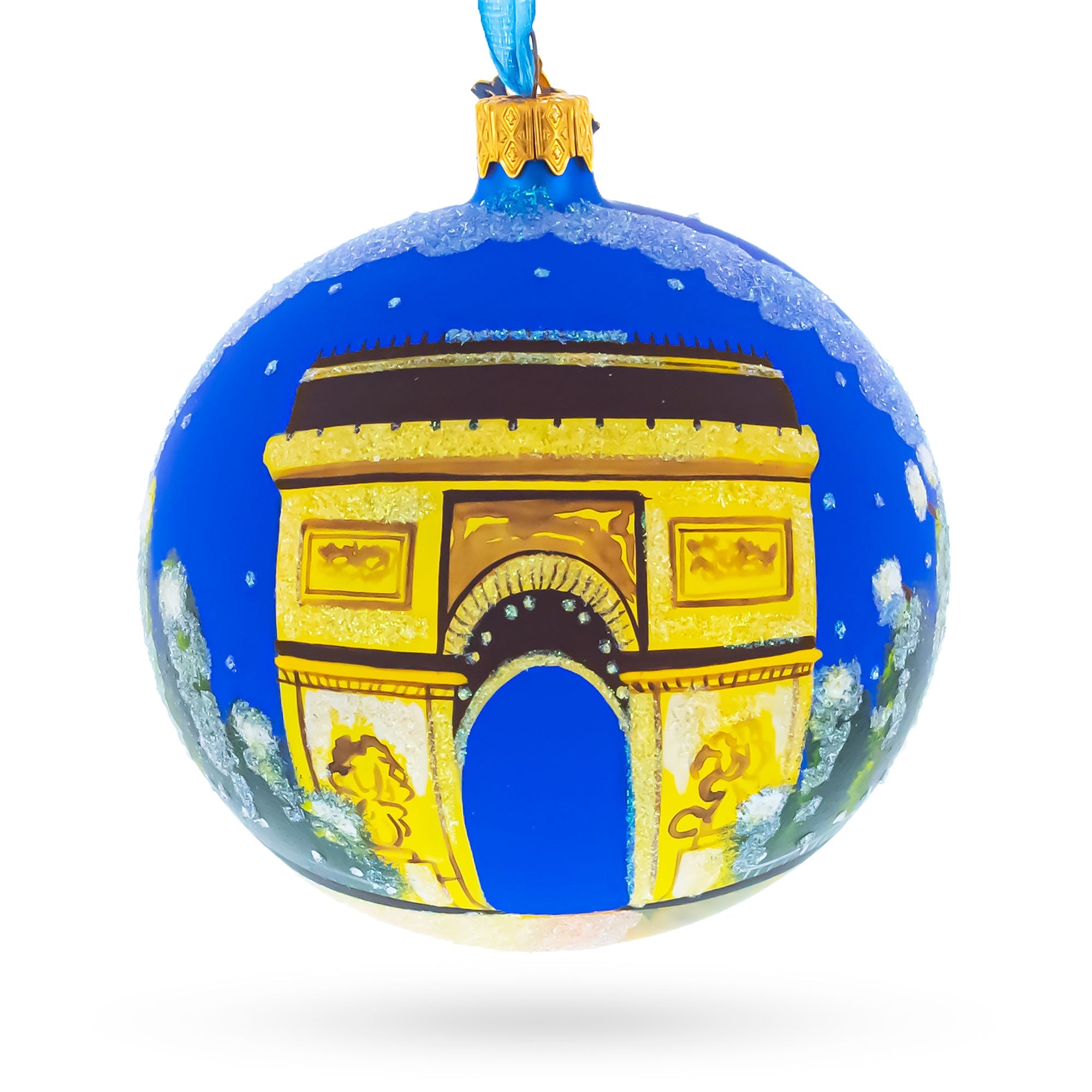 Triumphal Arch, Paris, France Glass Ball Christmas Ornament 4 Inches