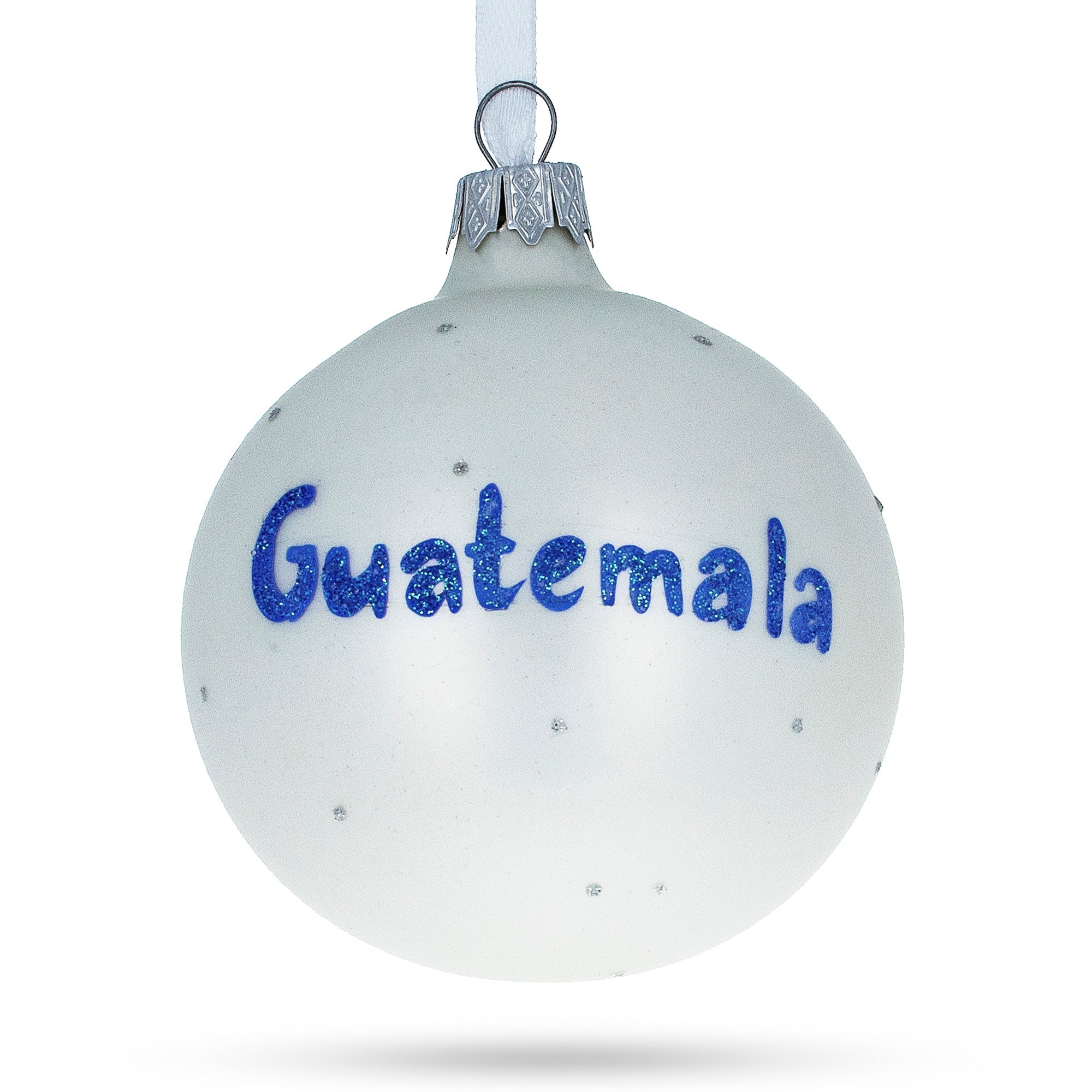 Flag of Guatemala Glass Ball Christmas Ornament 3.25 Inches