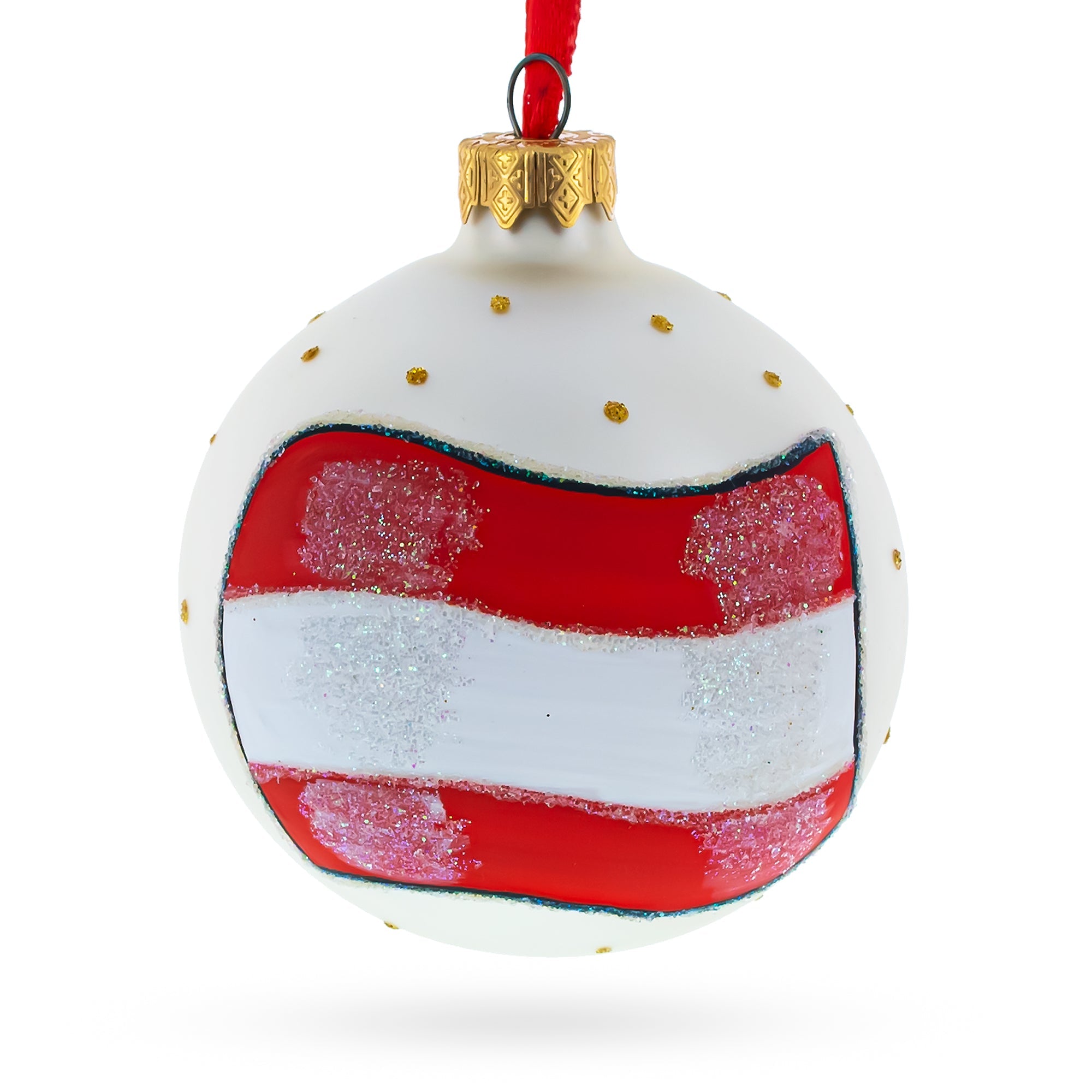 Flag of Austria Glass Ball Christmas Ornament 3.25 Inches