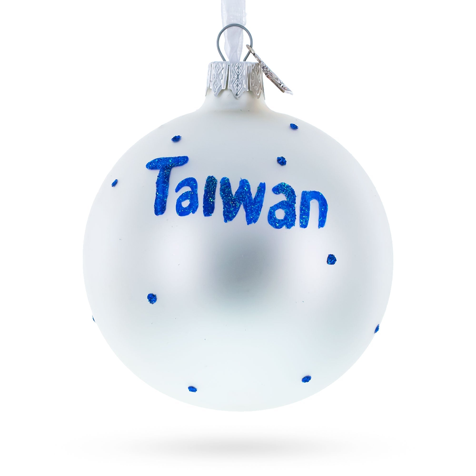 Flag of Taiwan Glass Ball Christmas Ornament 3.25 Inches