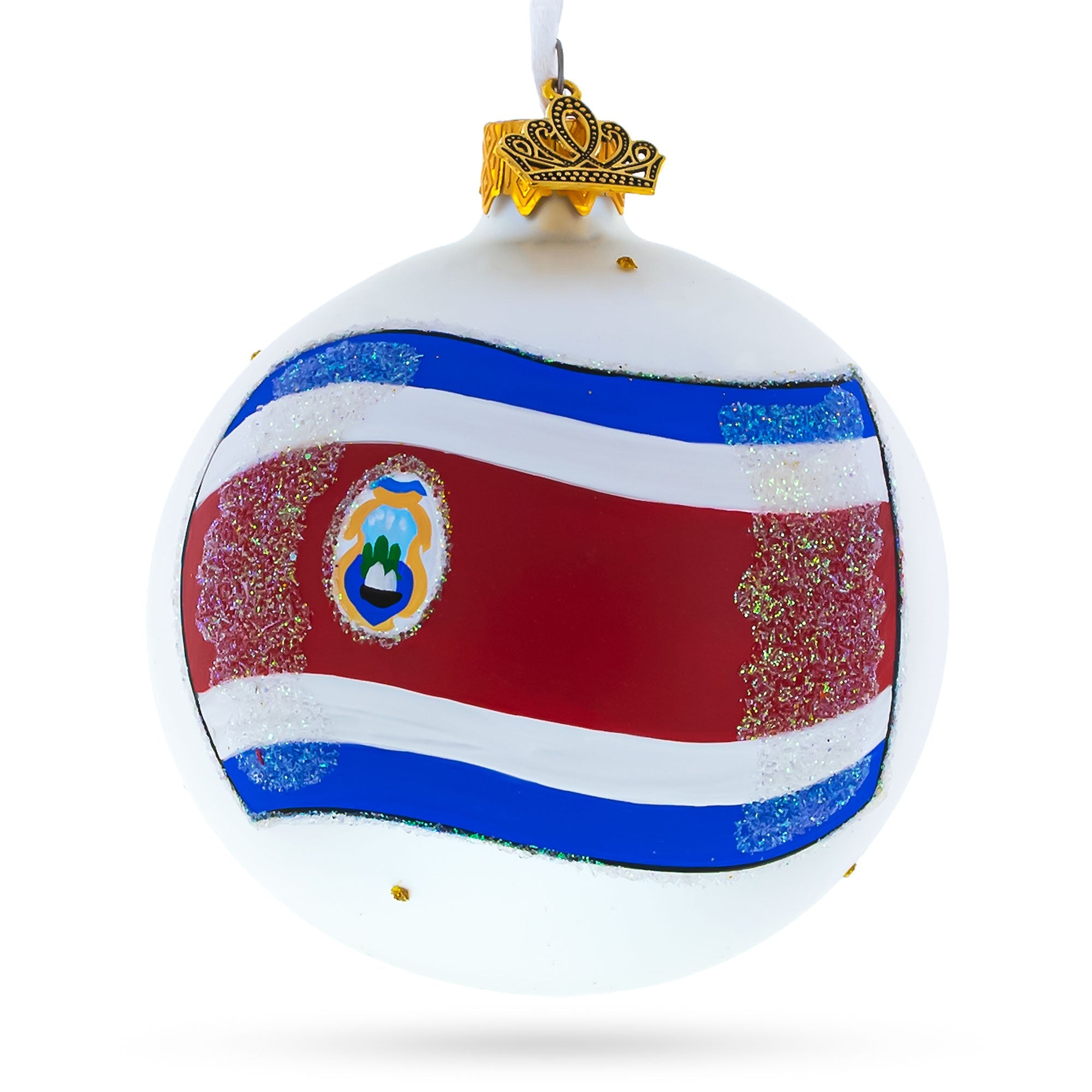 Flag of Costa Rica Glass Ball Christmas Ornament 3.25 Inches BestPysanky