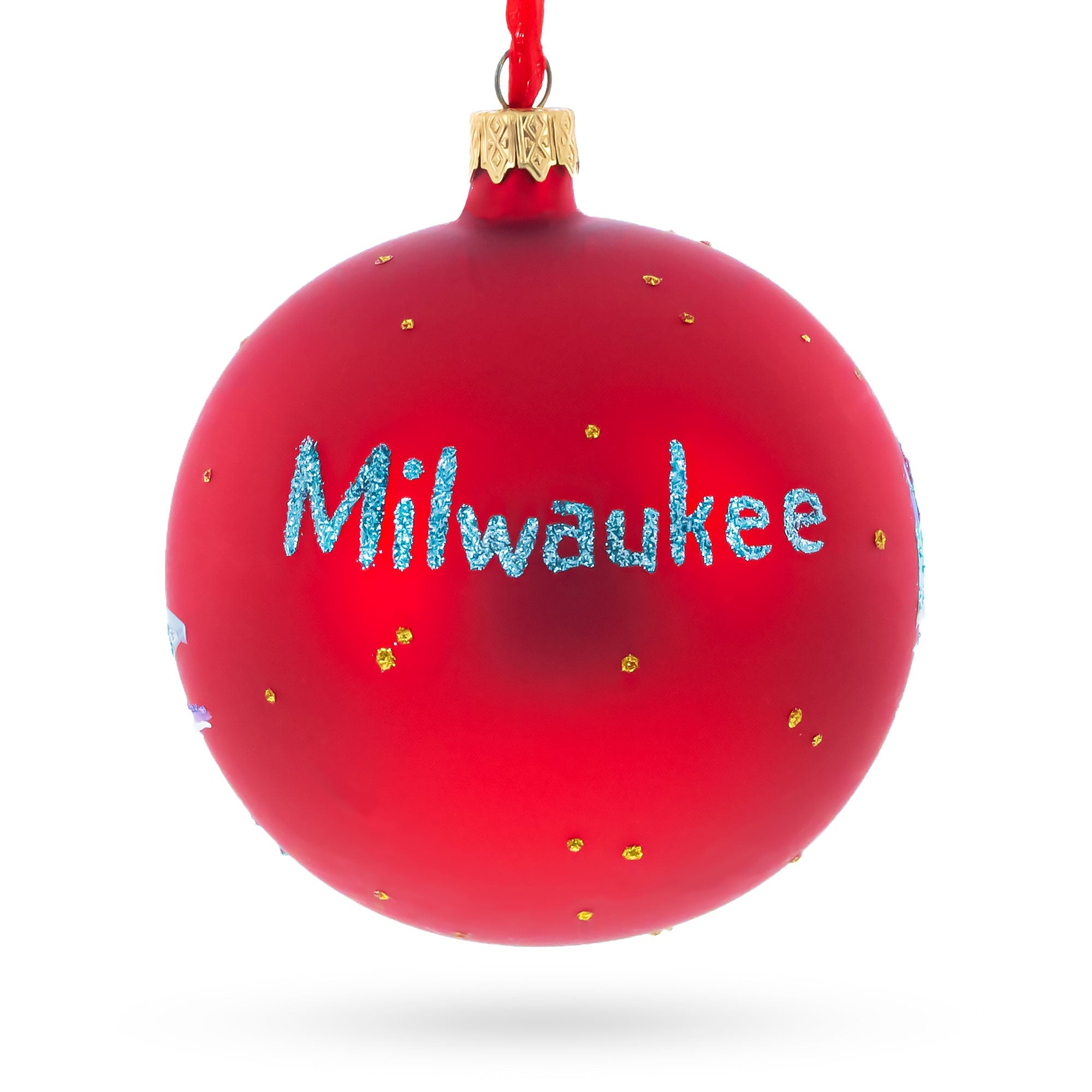 Milwaukee, Wisconsin, USA Glass Ball Christmas Ornament 4 Inches