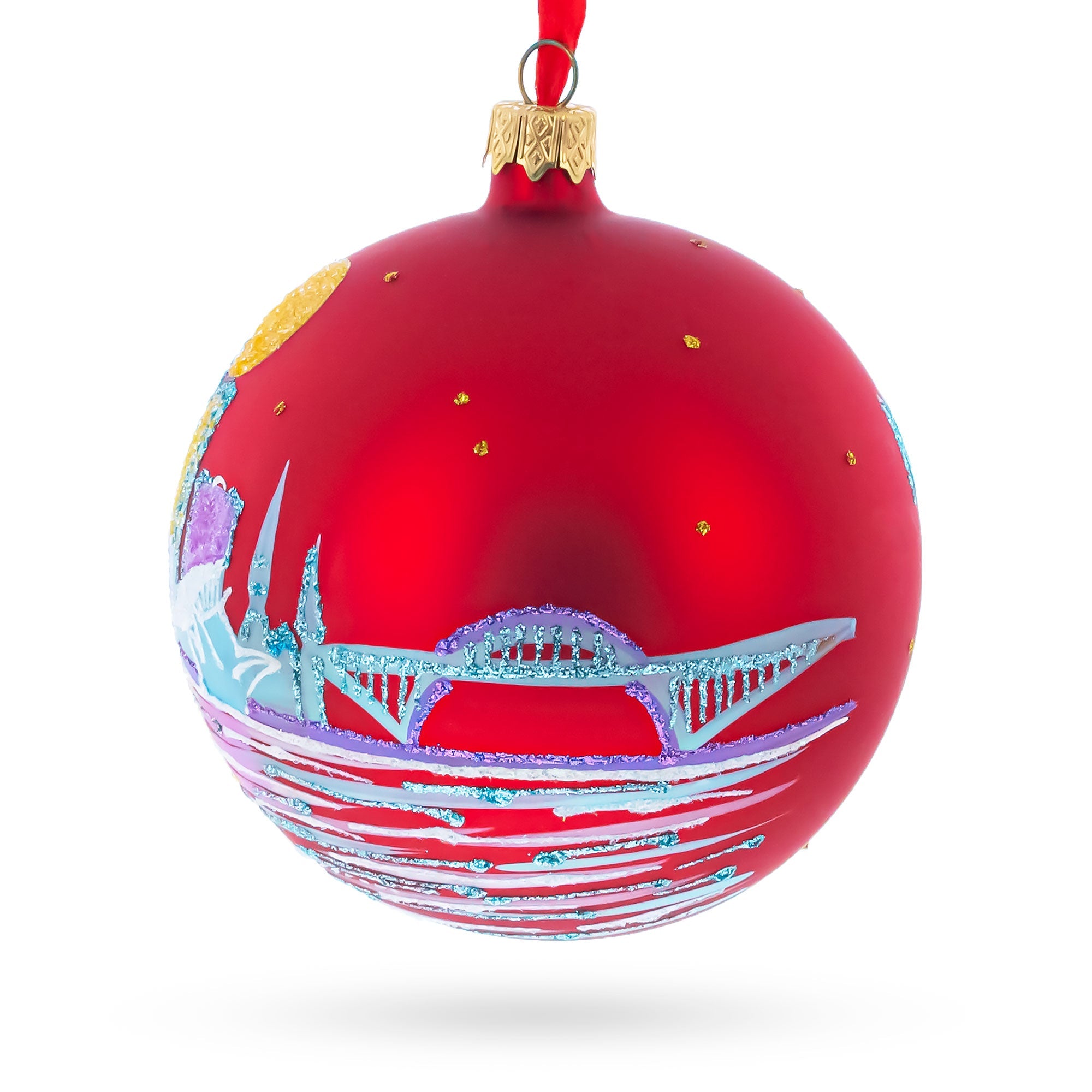 Milwaukee, Wisconsin, USA Glass Ball Christmas Ornament 4 Inches