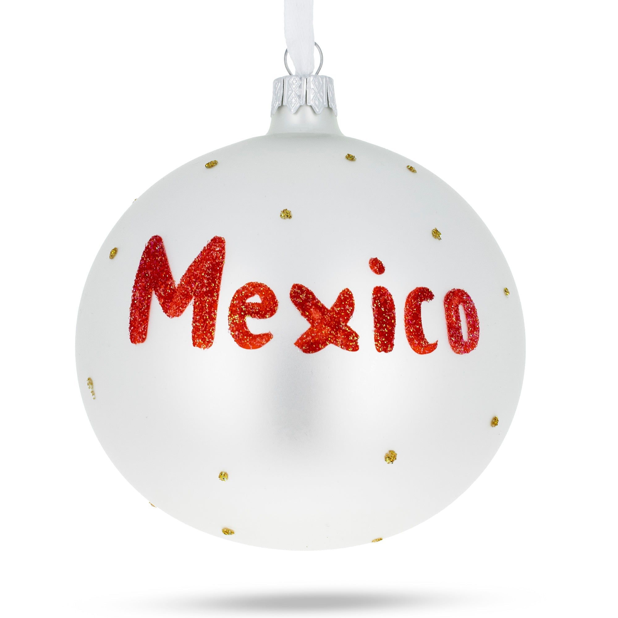 Flag of Mexico Glass Ball Christmas Ornament 4 Inches