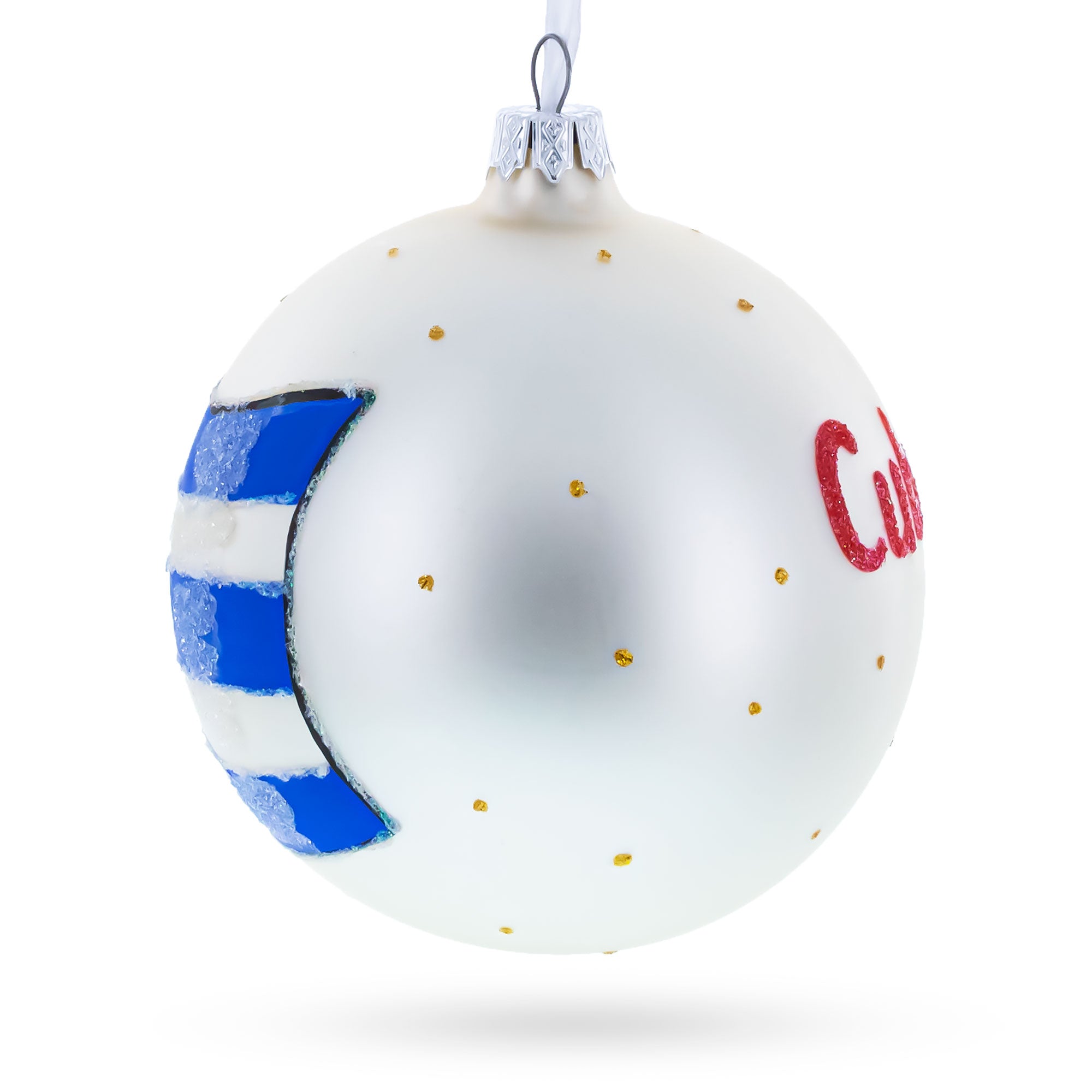 Flag of Cuba Glass Ball Christmas Ornament 4 Inches (Made in Ukraine)
