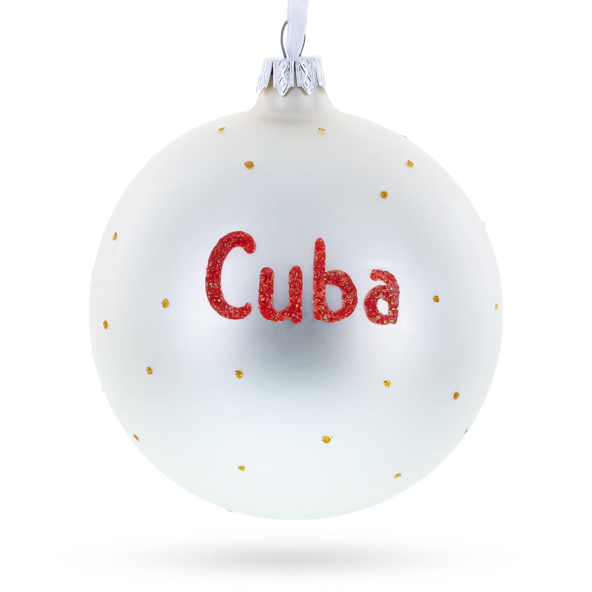 Flag of Cuba Glass Ball Christmas Ornament 4 Inches (Made in Ukraine)