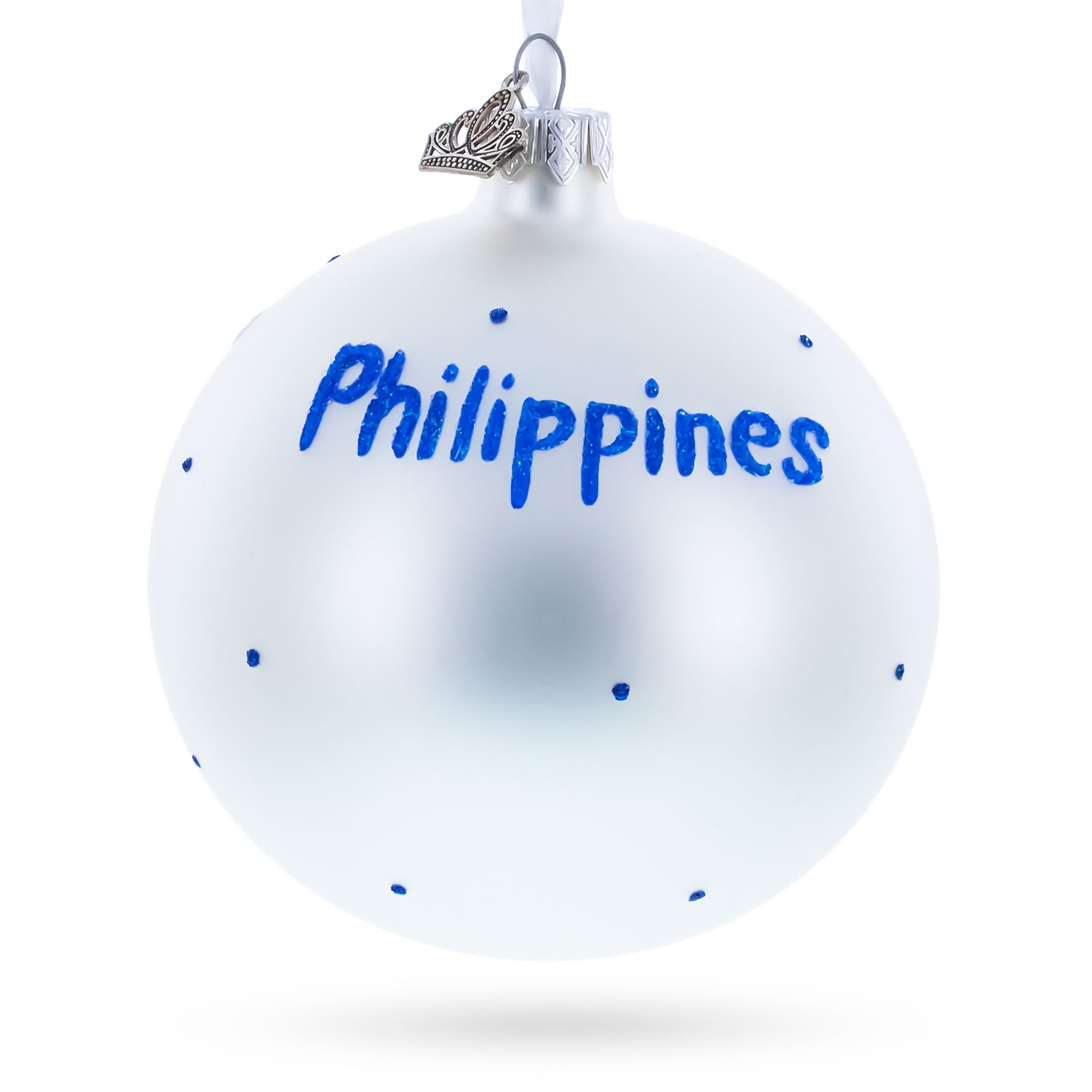 Flag of Philippines Glass Ball Christmas Ornament 4 Inches