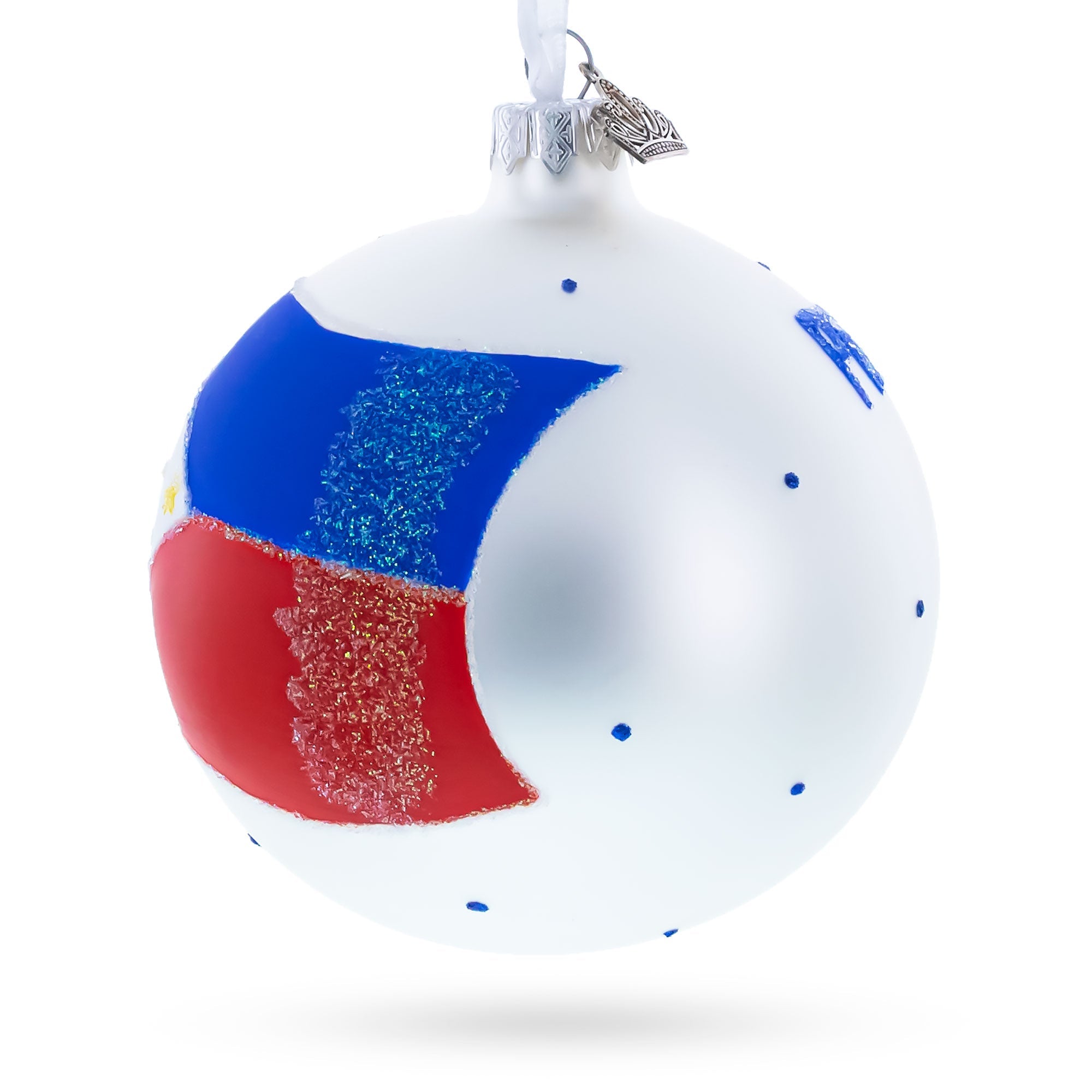 Flag of Philippines Glass Ball Christmas Ornament 4 Inches