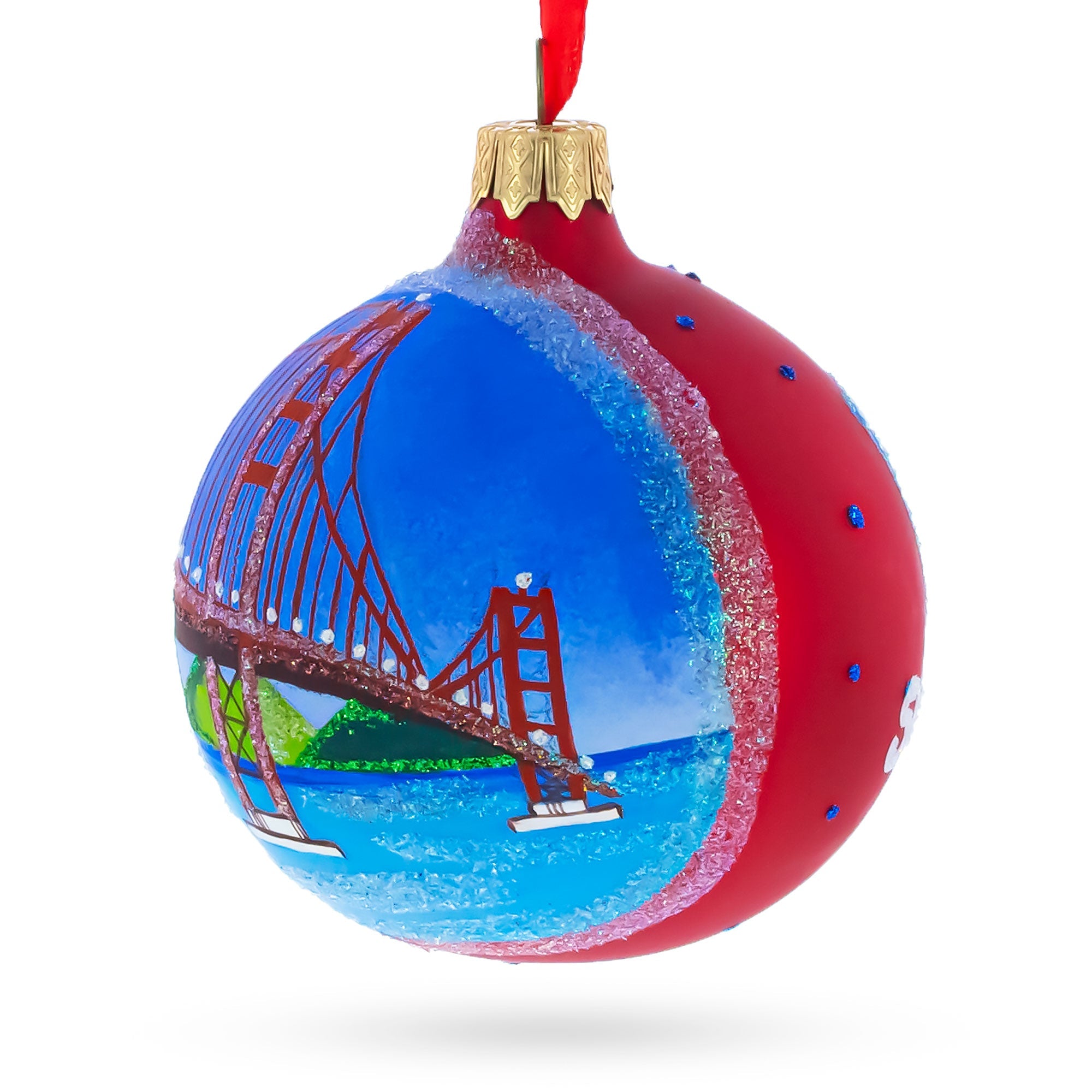 Golden Gate Bridge, San Francisco, California, USA Glass Christmas Ornament 3.25 Inches