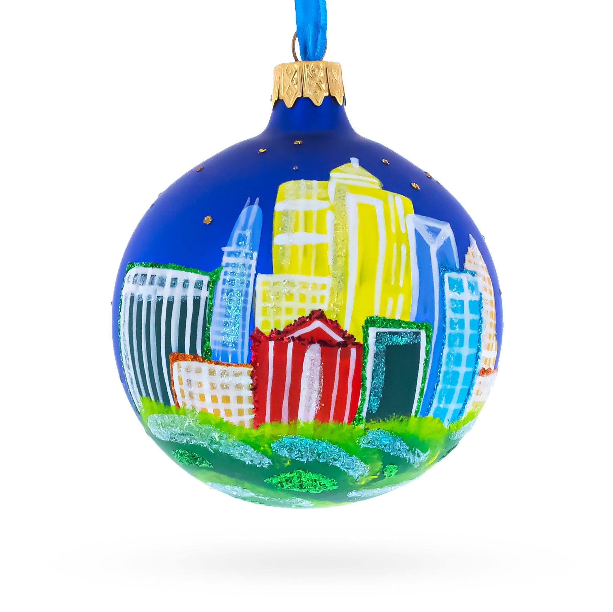 Charlotte, North Carolina, USA Glass Christmas Ornament 3.25 Inches BestPysanky