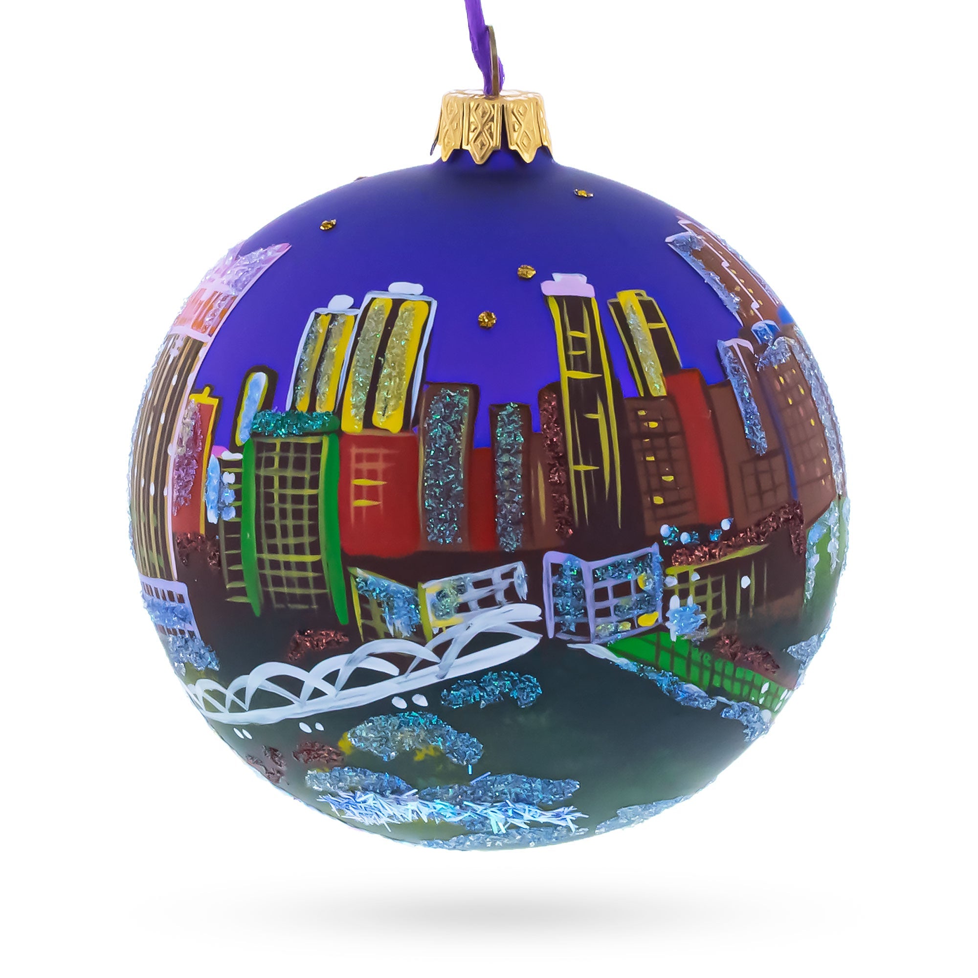 Fort Worth, Texas, USA Glass Ball Christmas Ornament 4 Inches BestPysanky
