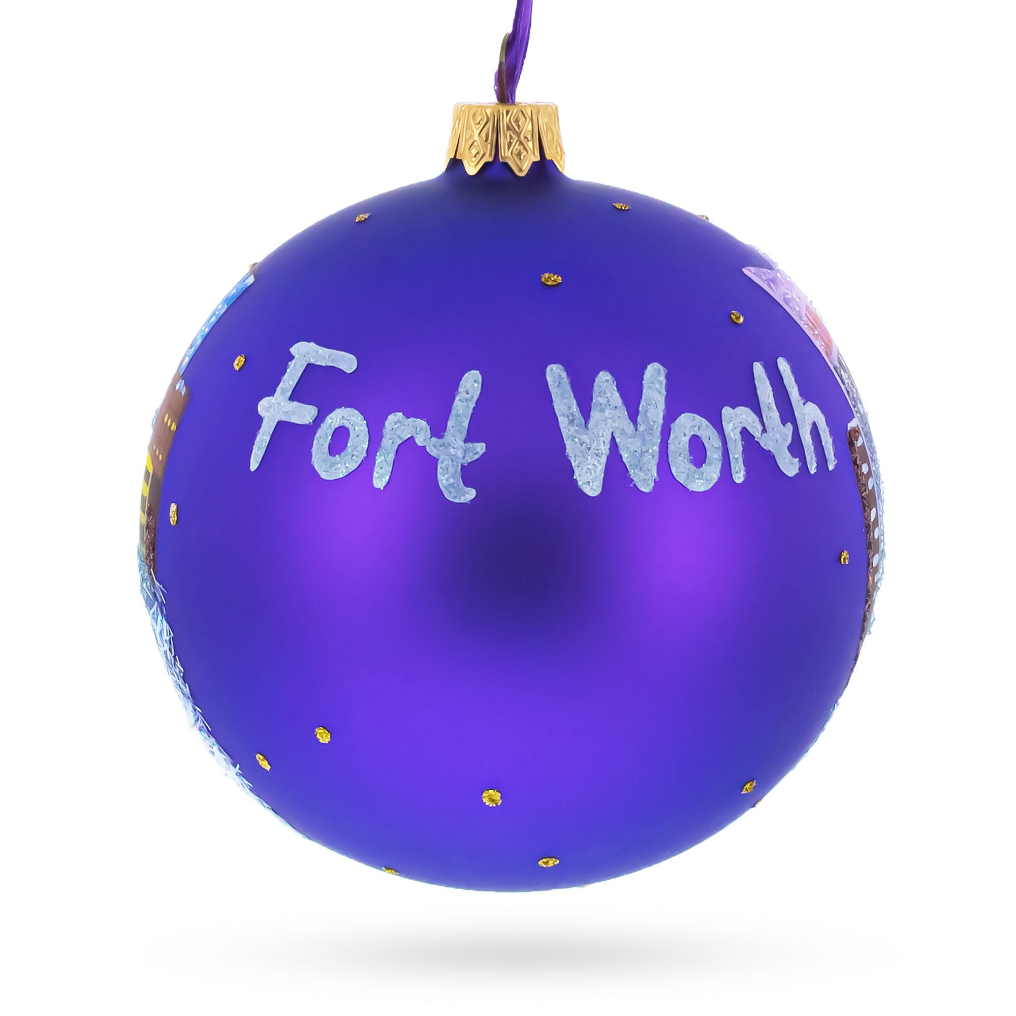 Fort Worth, Texas, USA Glass Ball Christmas Ornament 4 Inches BestPysanky