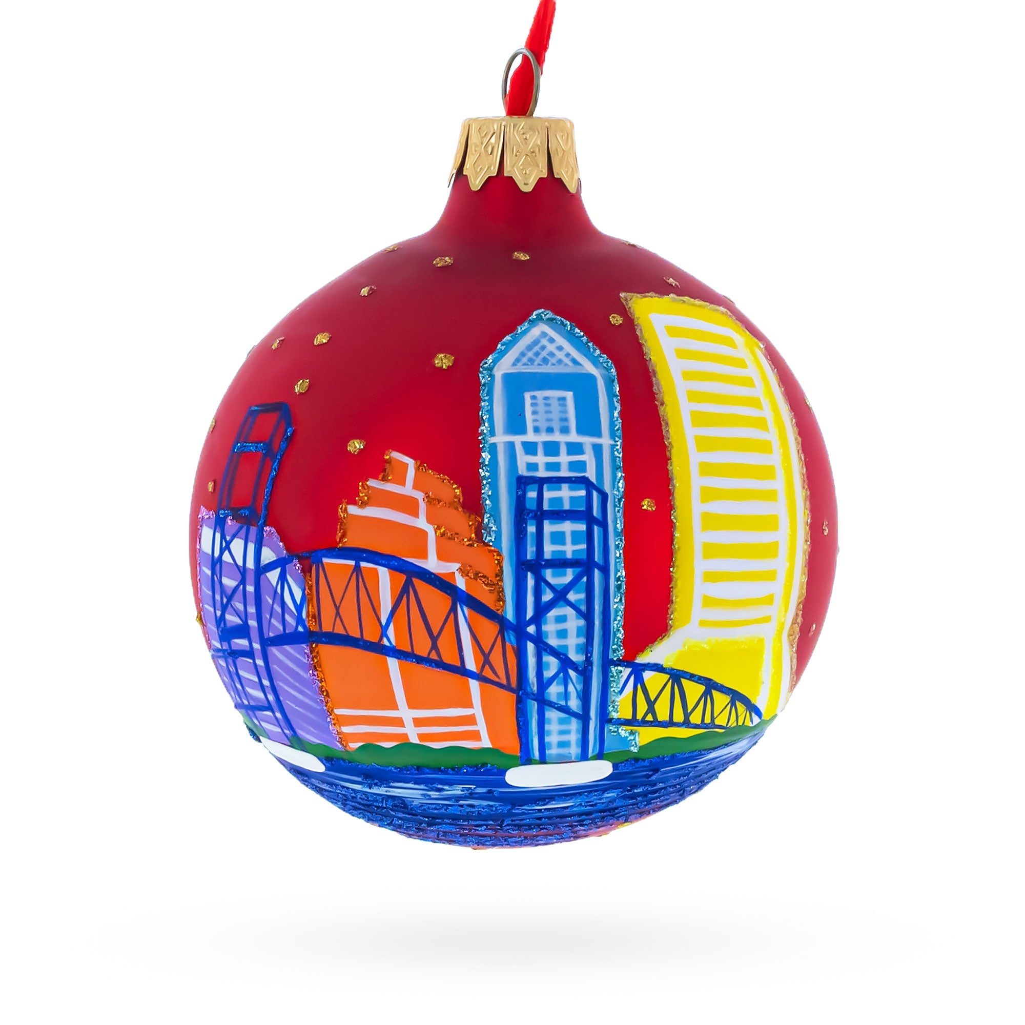 Jacksonville, Florida, USA Glass Christmas Ornament 3.25 Inches