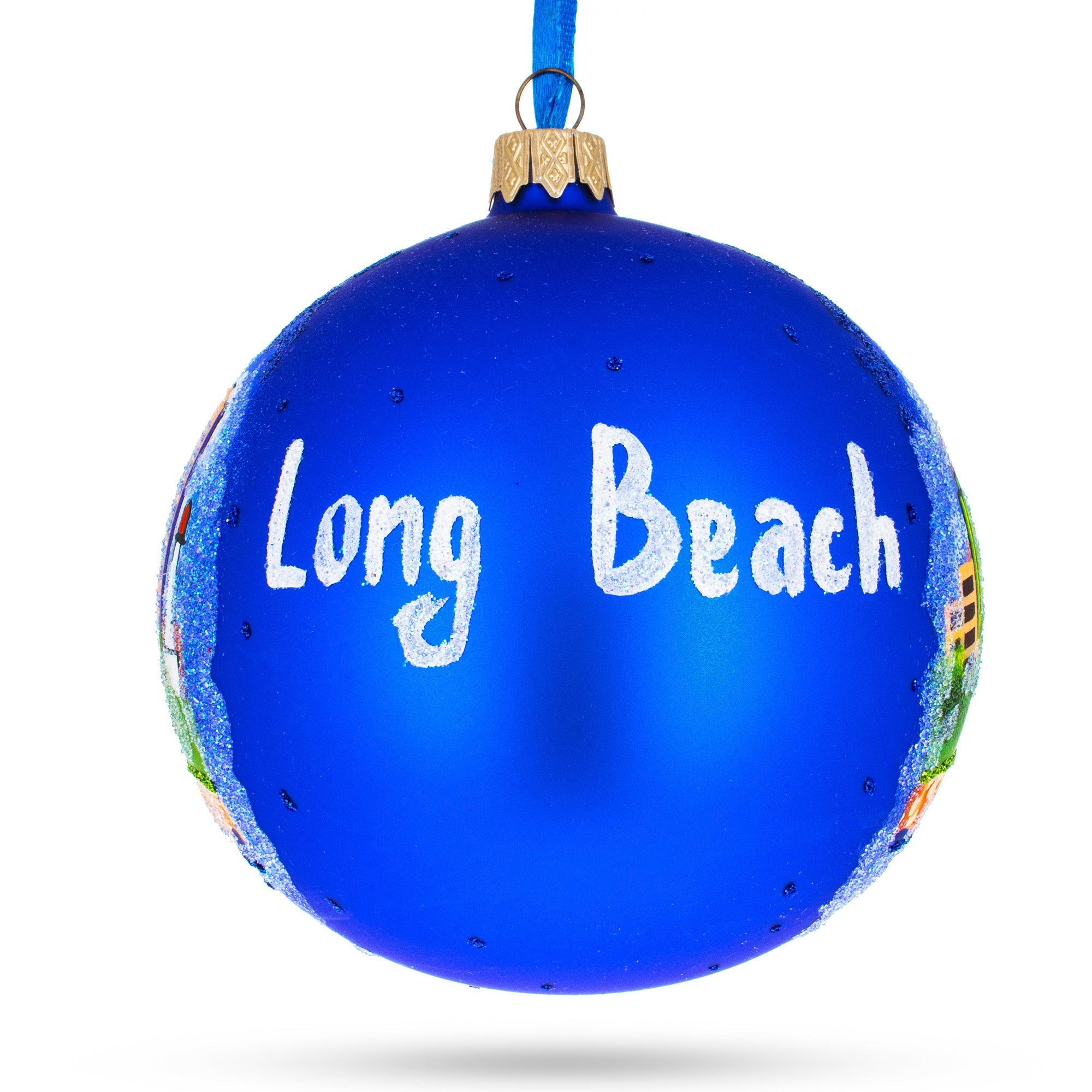 Long Beach, California, USA Glass Ball Christmas Ornament 4 Inches