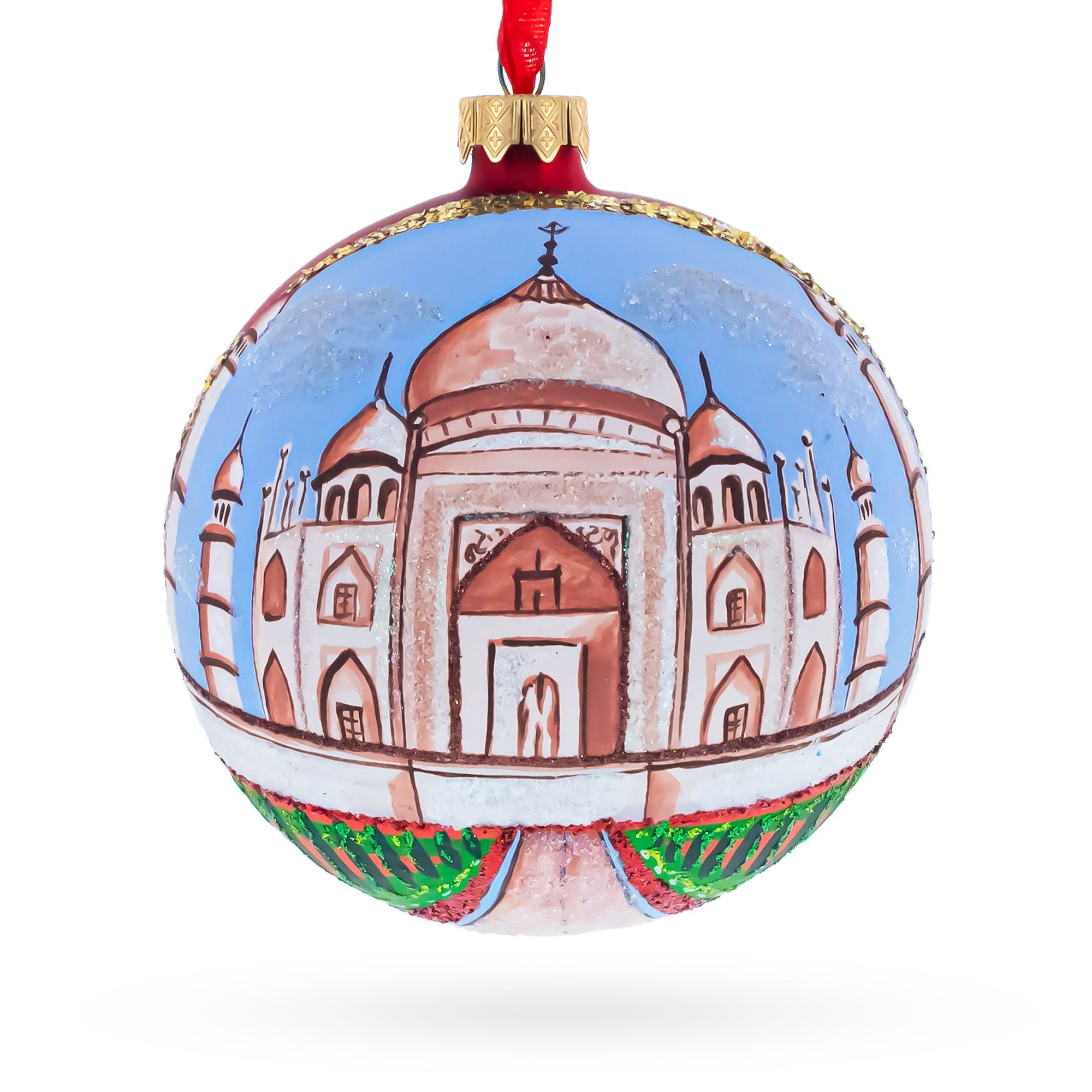 Taj Mahal, India Glass Ball Christmas Ornament 4 Inches