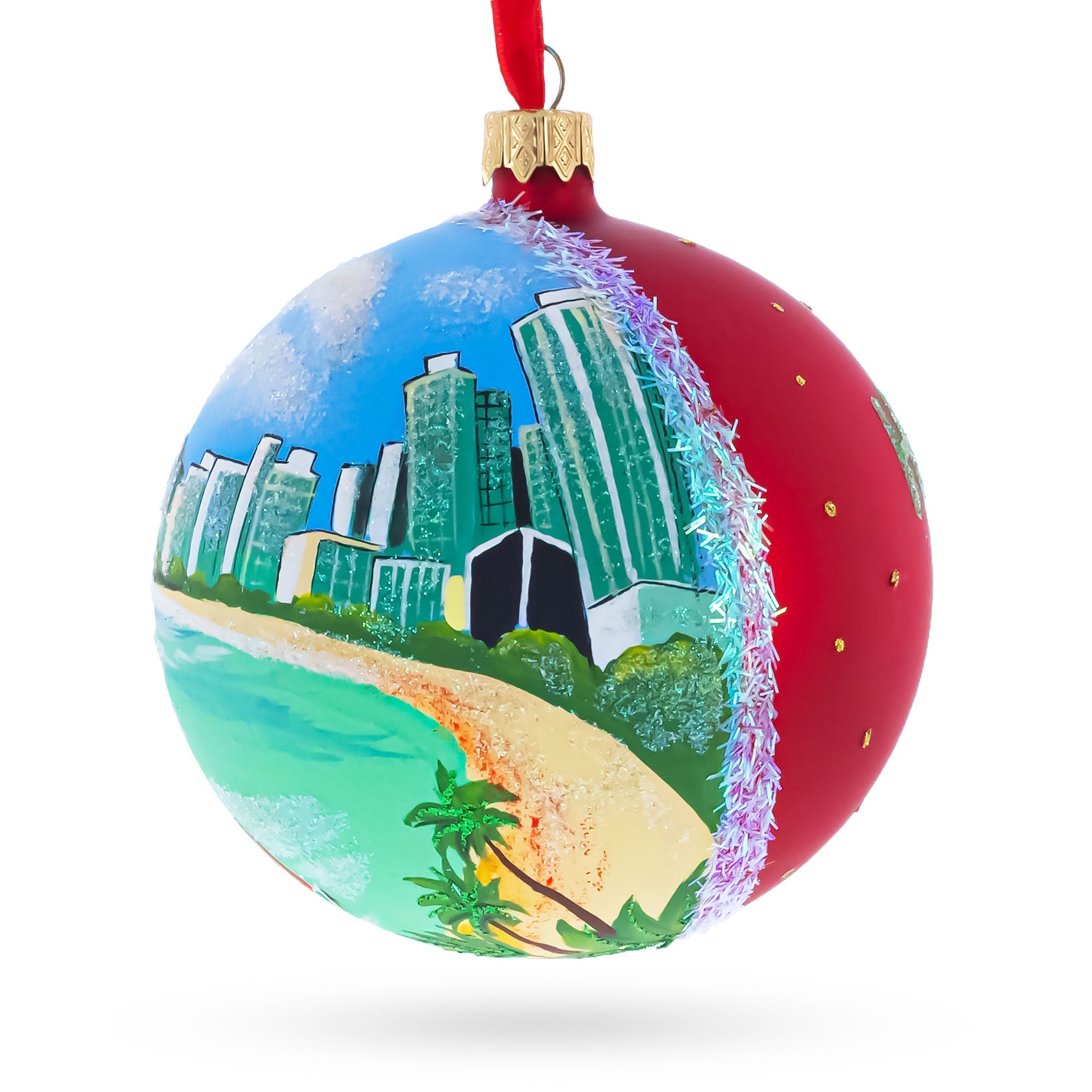 Honolulu, Hawaii Glass Ball Christmas Ornament 4 Inches
