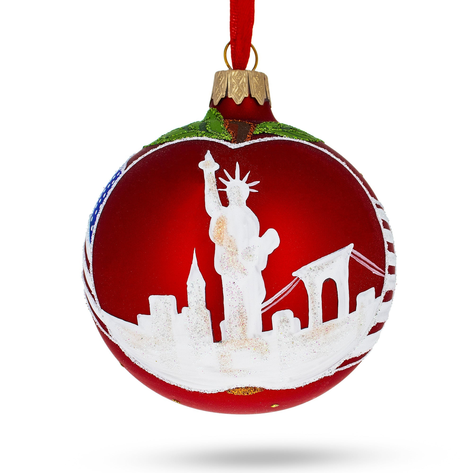 I Love New York Glass Ball Christmas Ornament 3.25 Inches BestPysanky