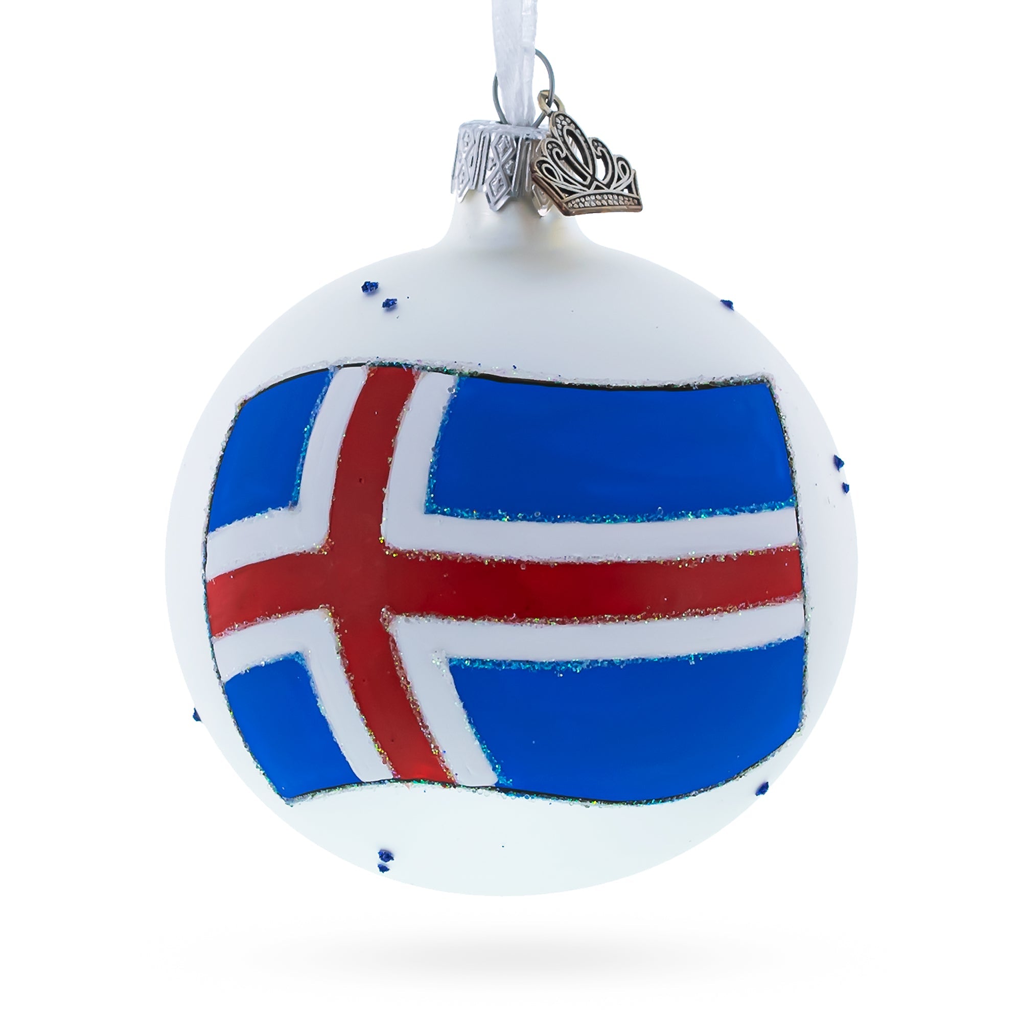 Flag of Iceland Glass Ball Christmas Ornament 3.25 Inches BestPysanky
