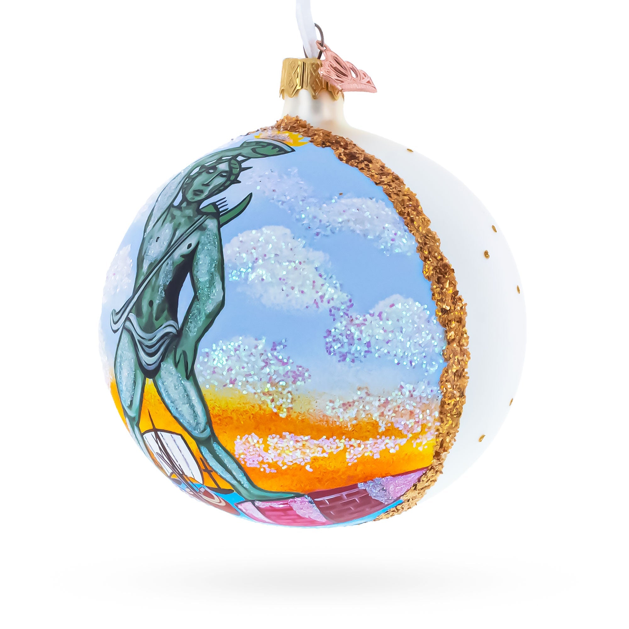 Colossus of Rhodes, Greece Glass Ball Christmas Ornament 4 Inches