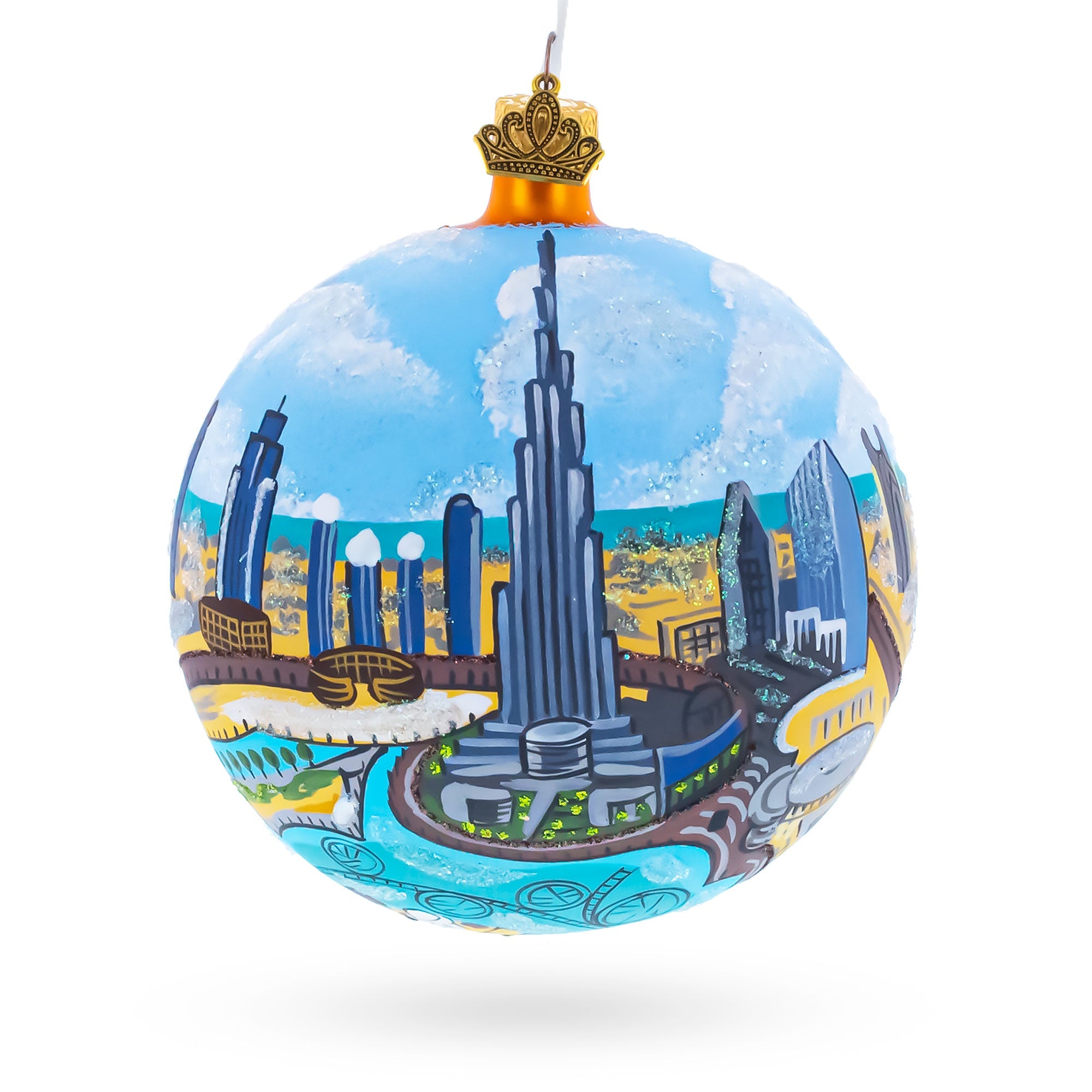 Burj Khalifa, Dubai, United Arab Emirates Glass Ball Christmas Ornament 4 Inches BestPysanky