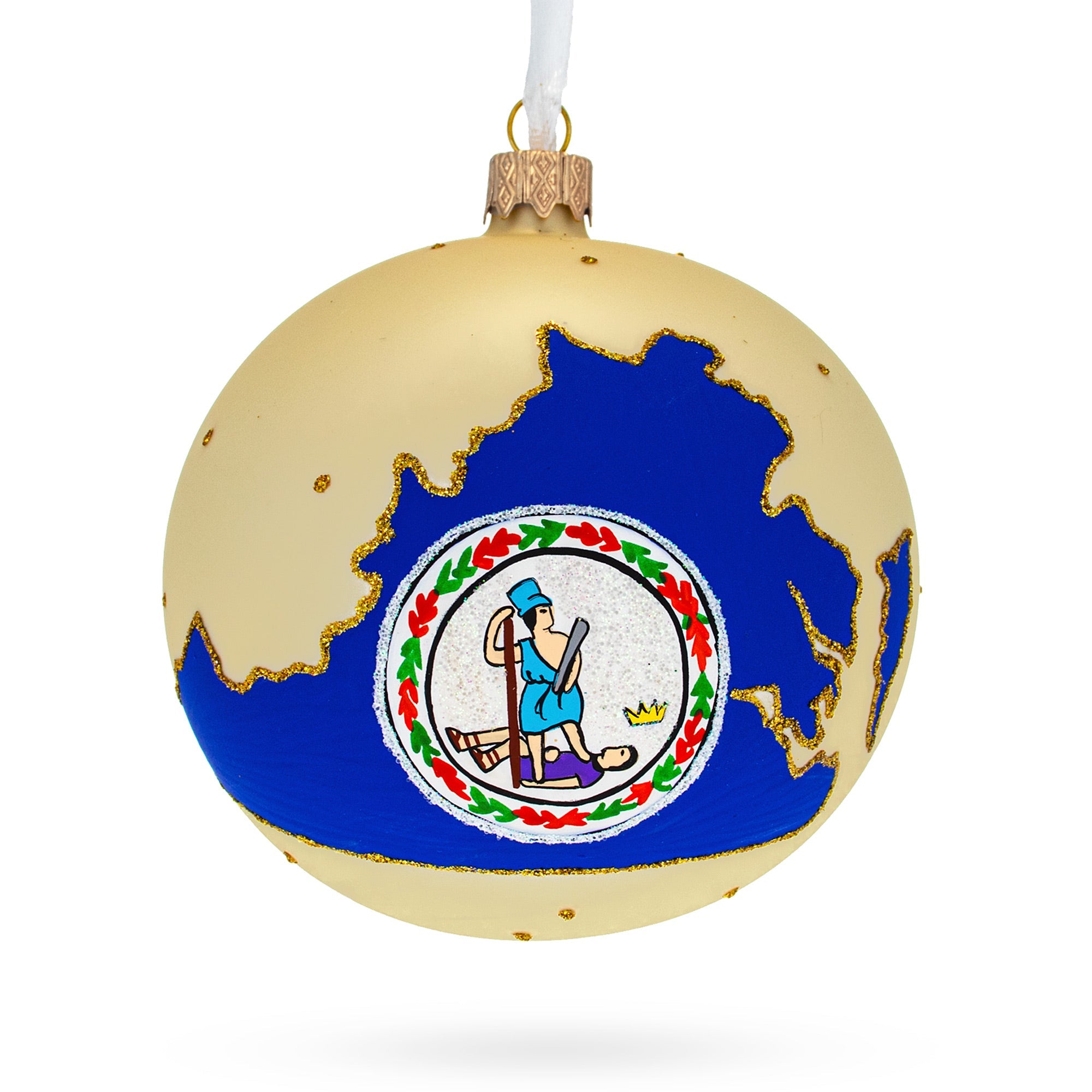 Virginia State, USA Glass Ball Christmas Ornament 4 Inches