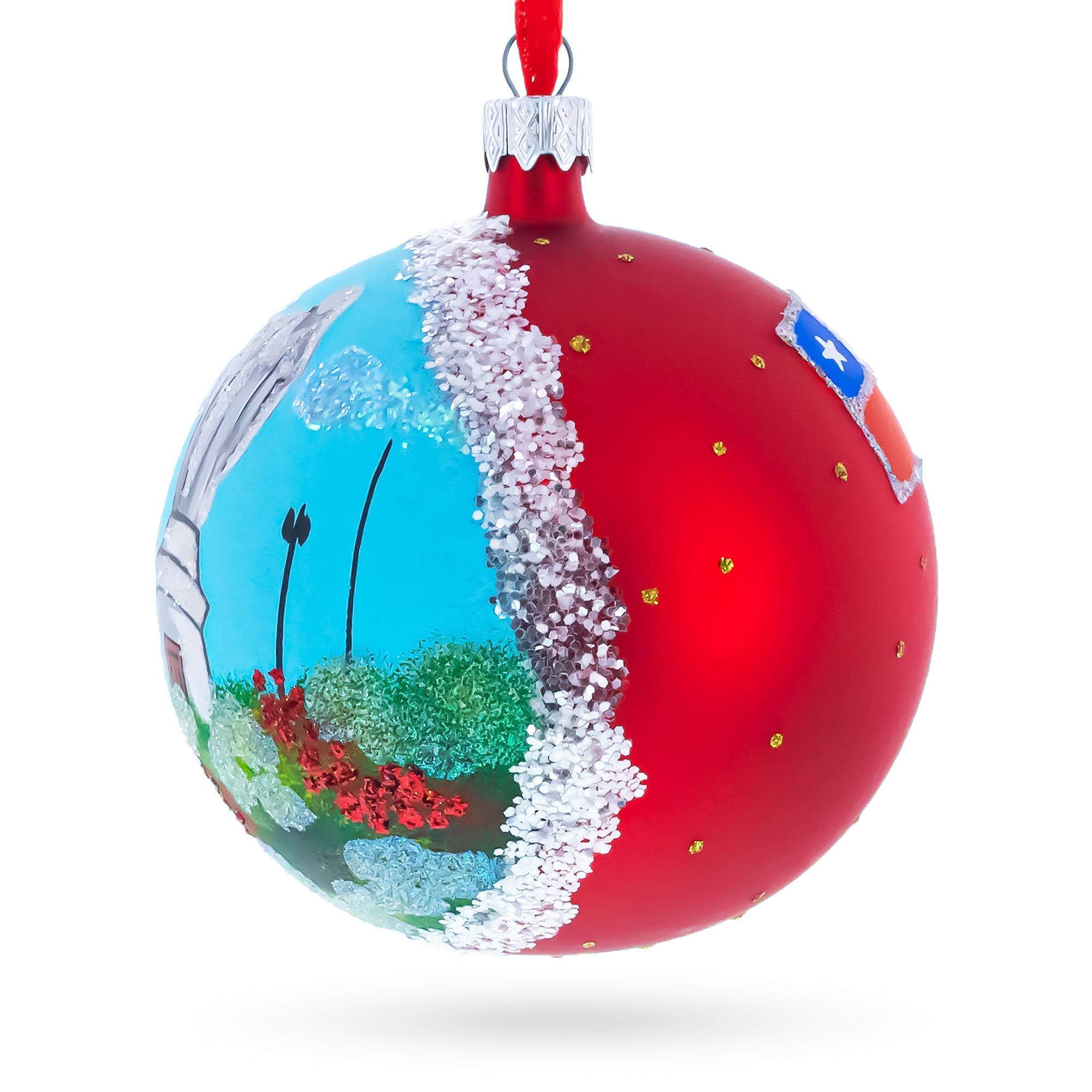 Cerro San Cristobal, Santiago, Chile Glass Ball Christmas Ornament 4 Inches