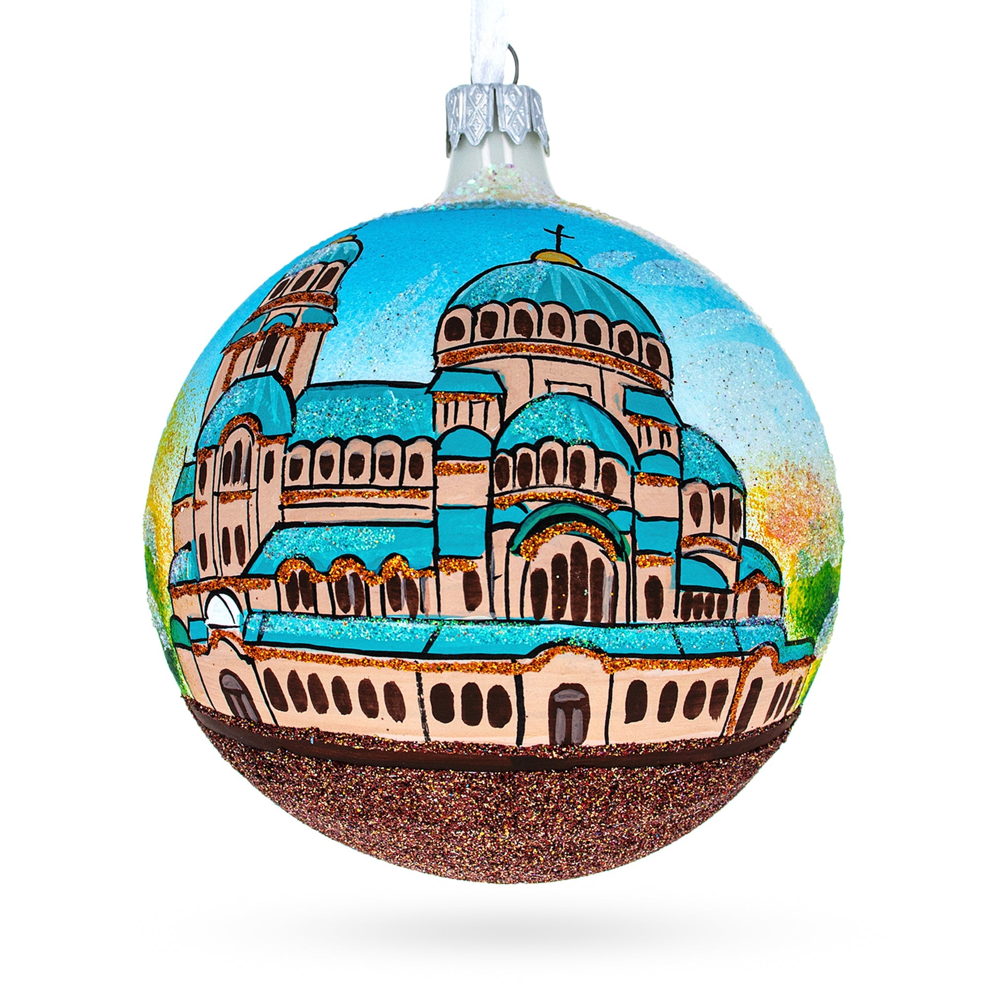 Nevski Cathedral, Sofia, Bulgaria Glass Ball Christmas Ornament 4 Inches BestPysanky