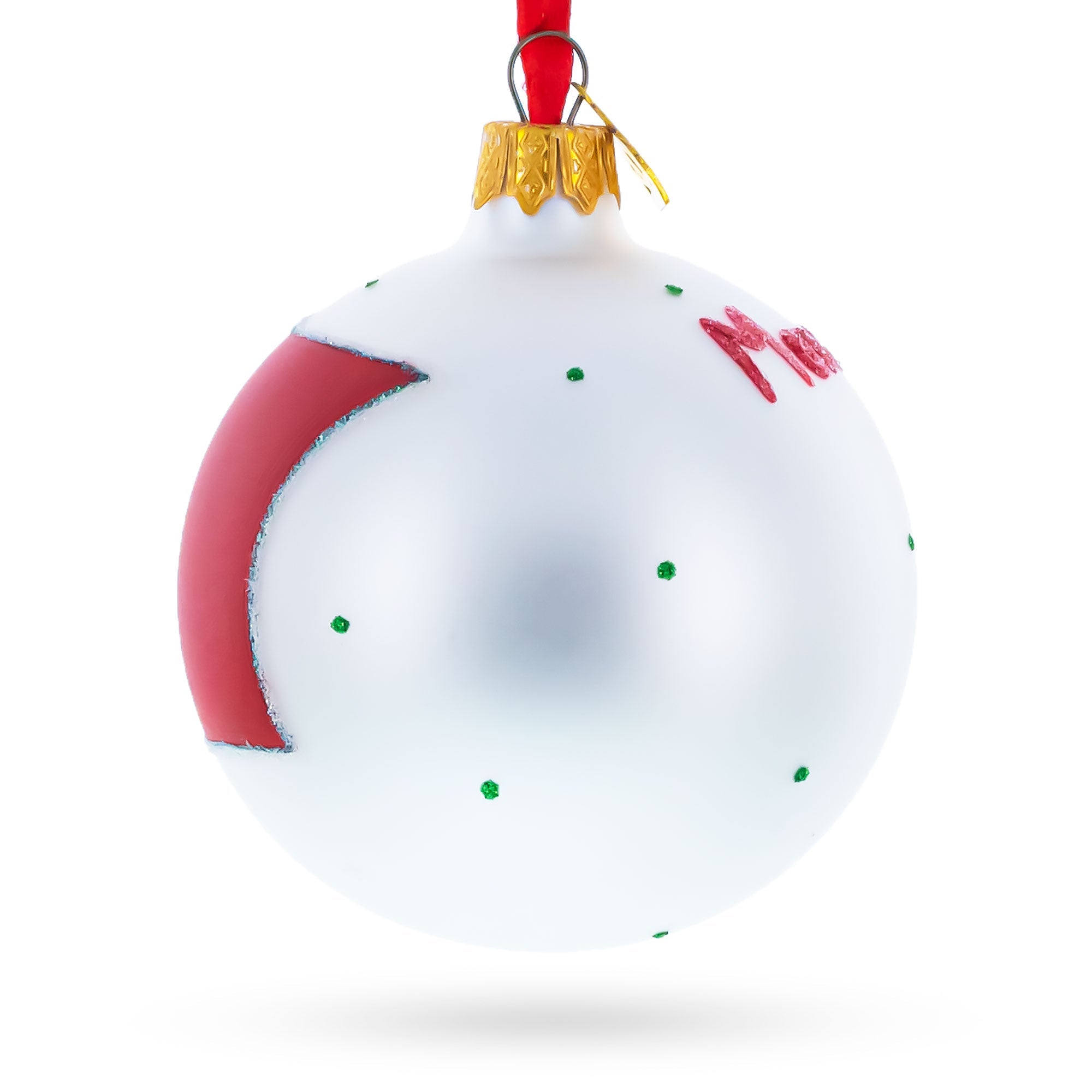 Flag of Morocco Glass Ball Christmas Ornament 3.25 Inches