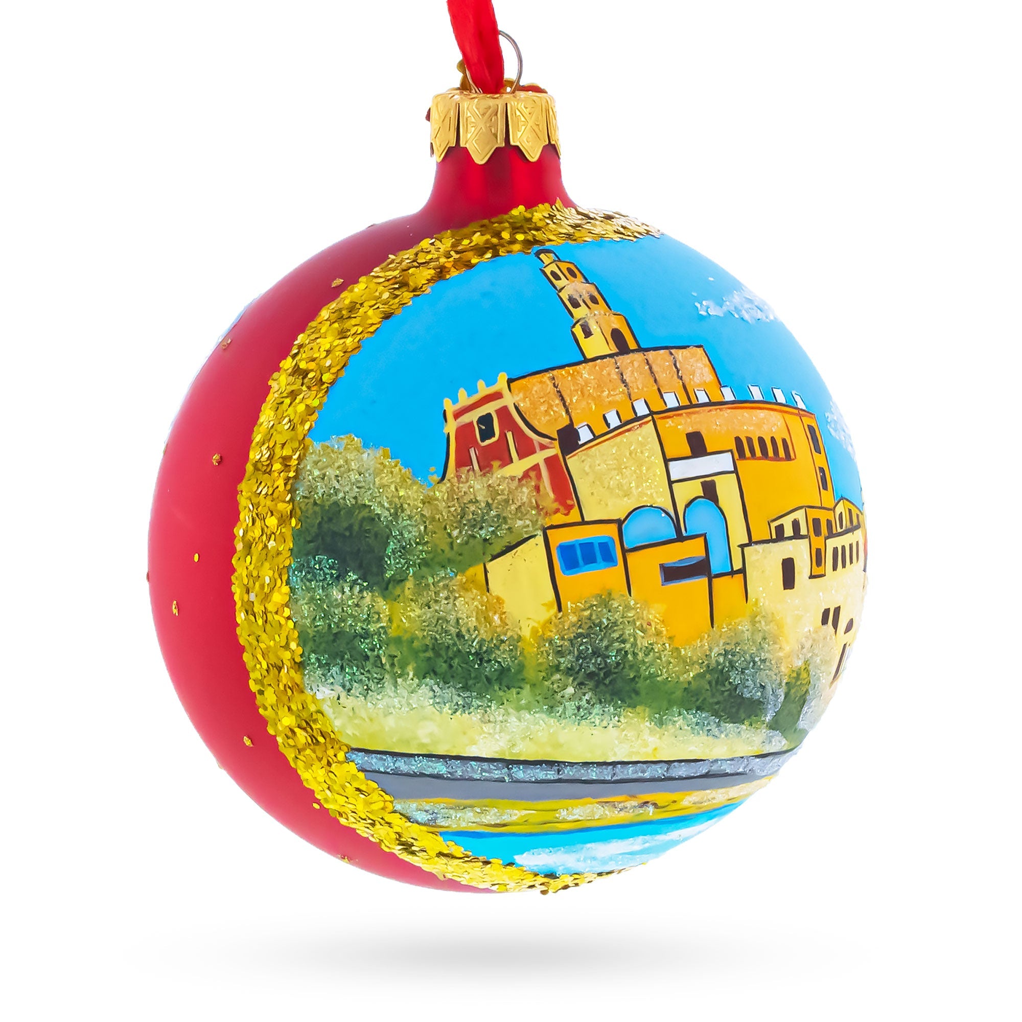 Jaffa Old City, Tel Aviv, Israel Glass Ball Christmas Ornament 4 Inches