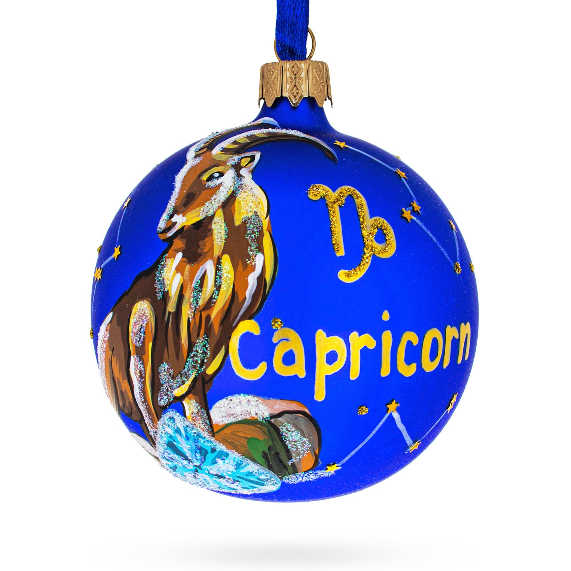 Capricorn Zodiac Horoscope Sign Glass Ball Christmas Ornament 3.25 Inches BestPysanky