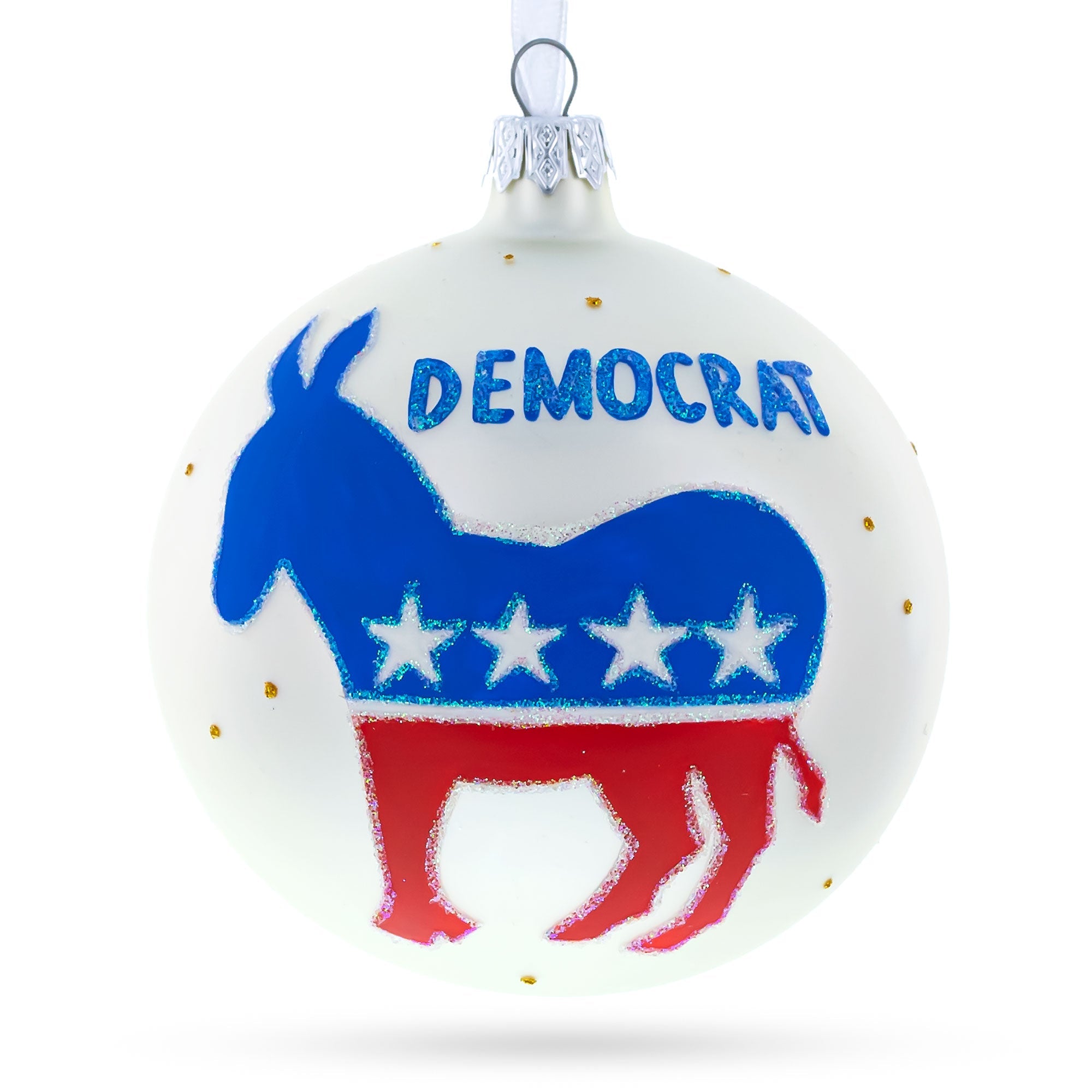 Democratic Donkey Glass Ball Christmas Ornament 4 Inches
